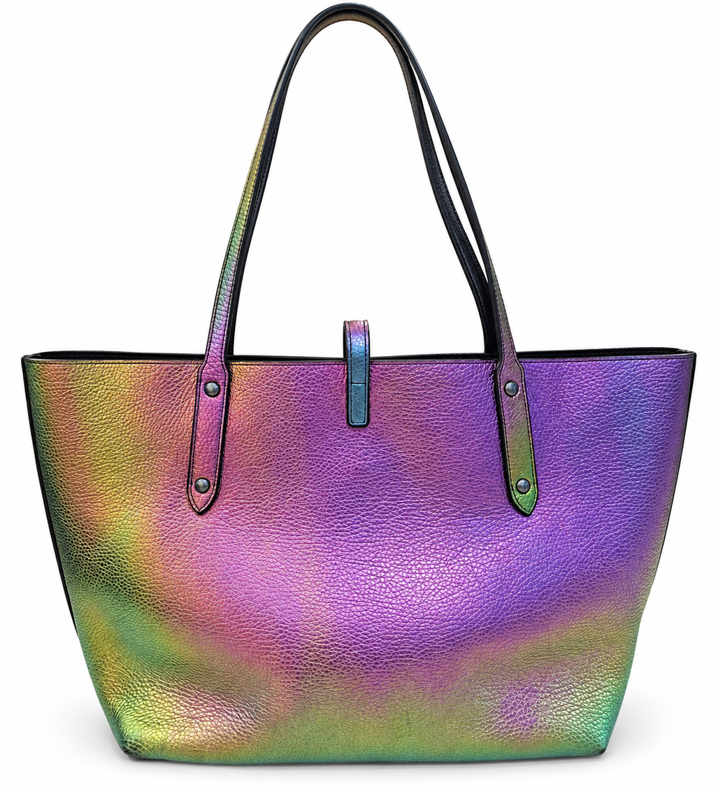 Coach Market Tote – Iridescent Holographic Oil-Slick Leather
