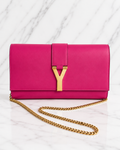 Saint Laurent Classic Y Ligne Clutch — Fuschia & Gold