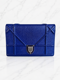 Christian Dior Diorama Wallet on Chain Blue Quilted Leather Silver Hardware