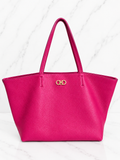 Salvatore Ferragamo Pebbled Calfskin Leather Tote — Pink