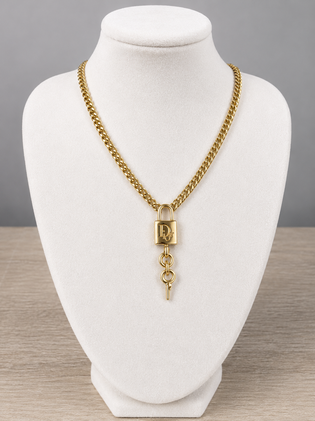 Christian Dior Padlock and Key Necklace