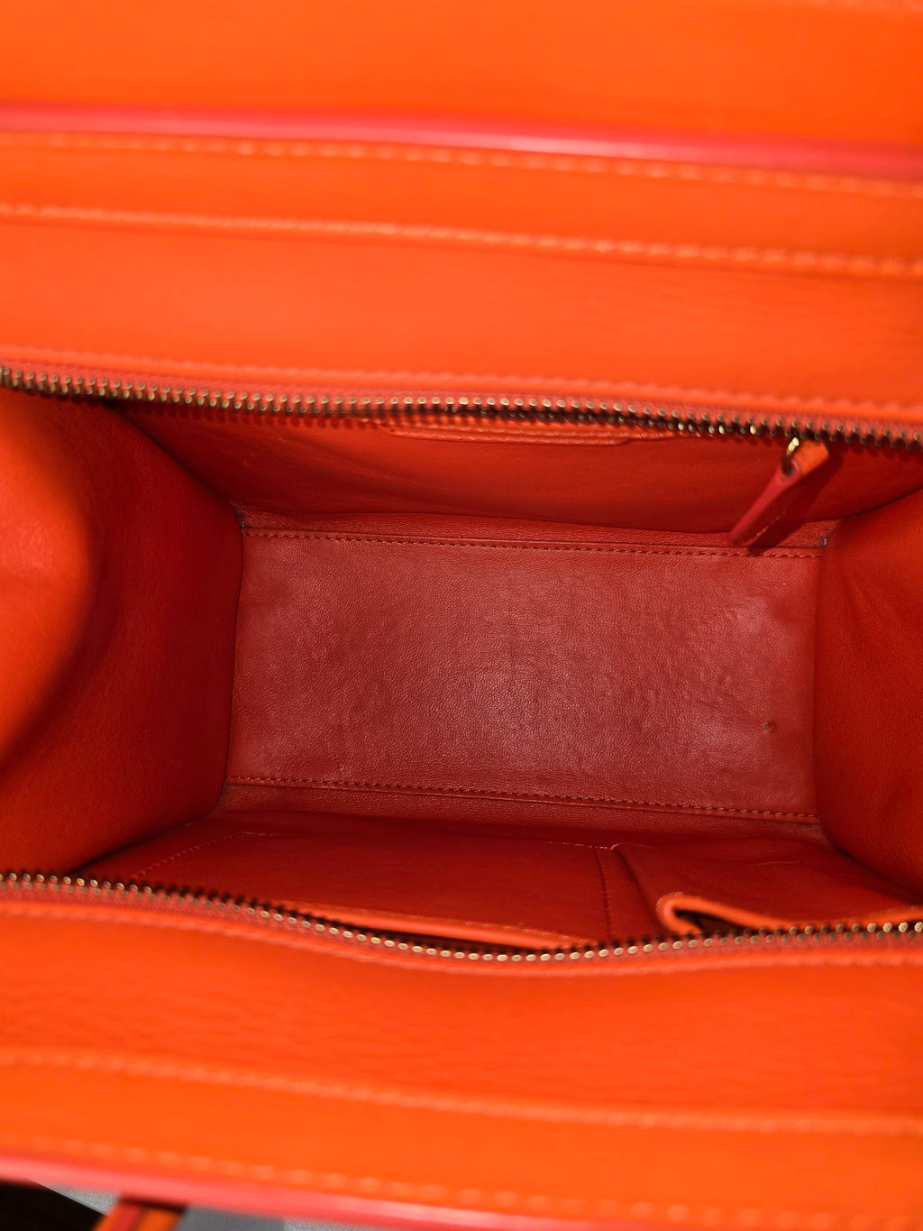 Céline Neon Orange Leather Mini Luggage Tote