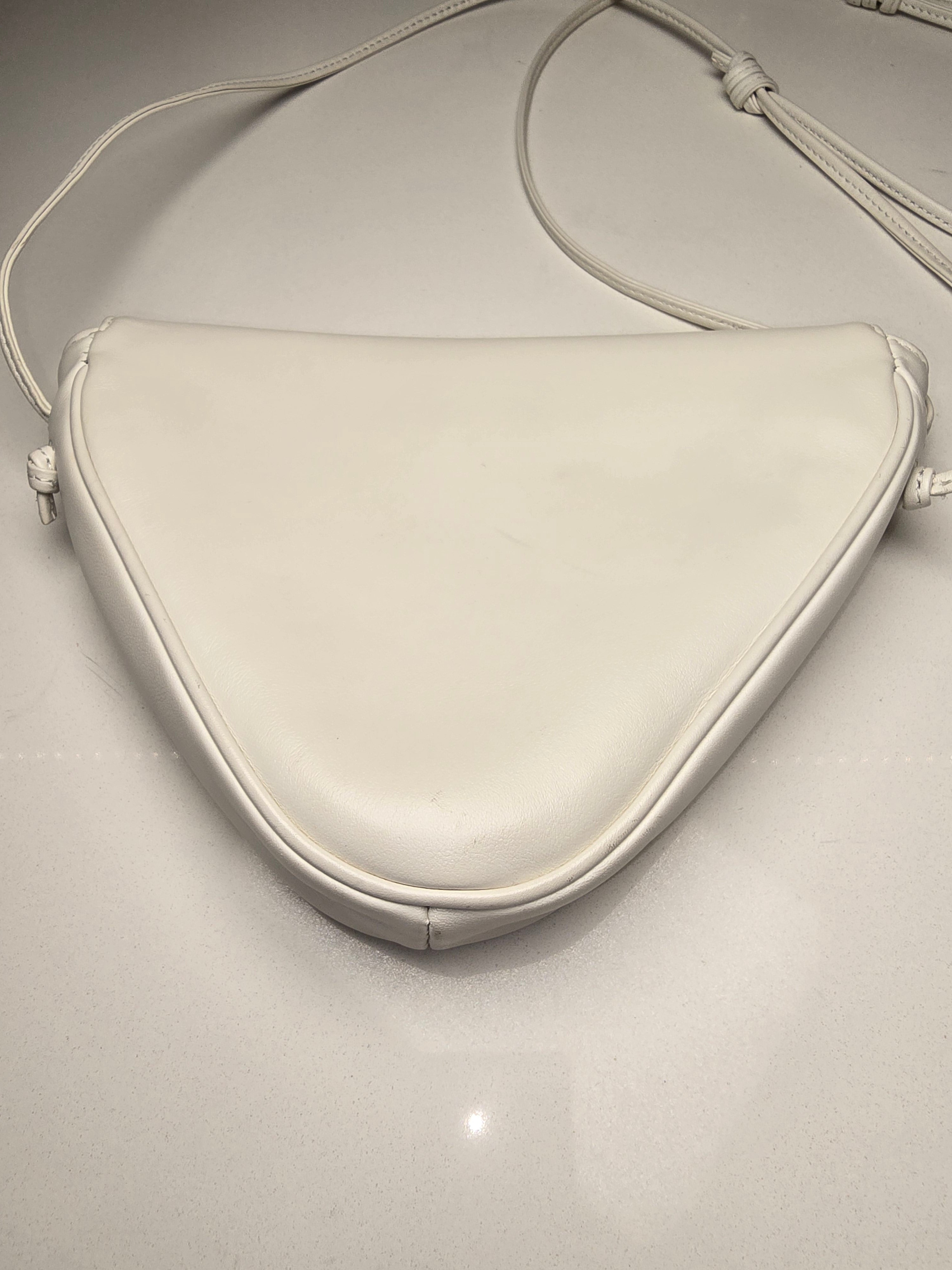 Celine Smooth Calfskin Logo Triangle Crossbody – White