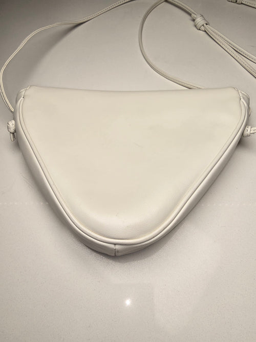 Celine Smooth Calfskin Logo Triangle Crossbody – White