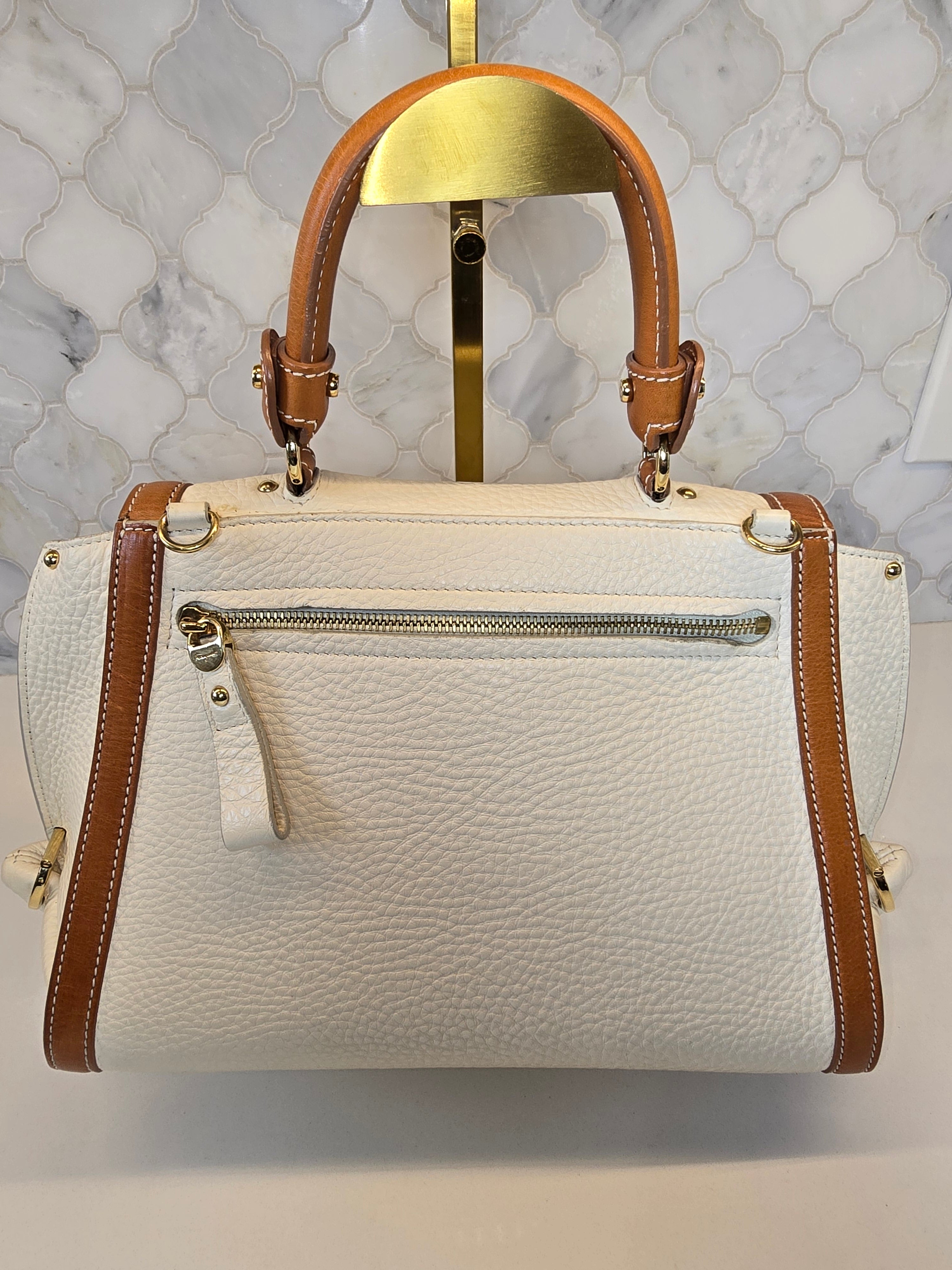 Salvatore Ferragamo Sofia Satchel in Cream and Brown