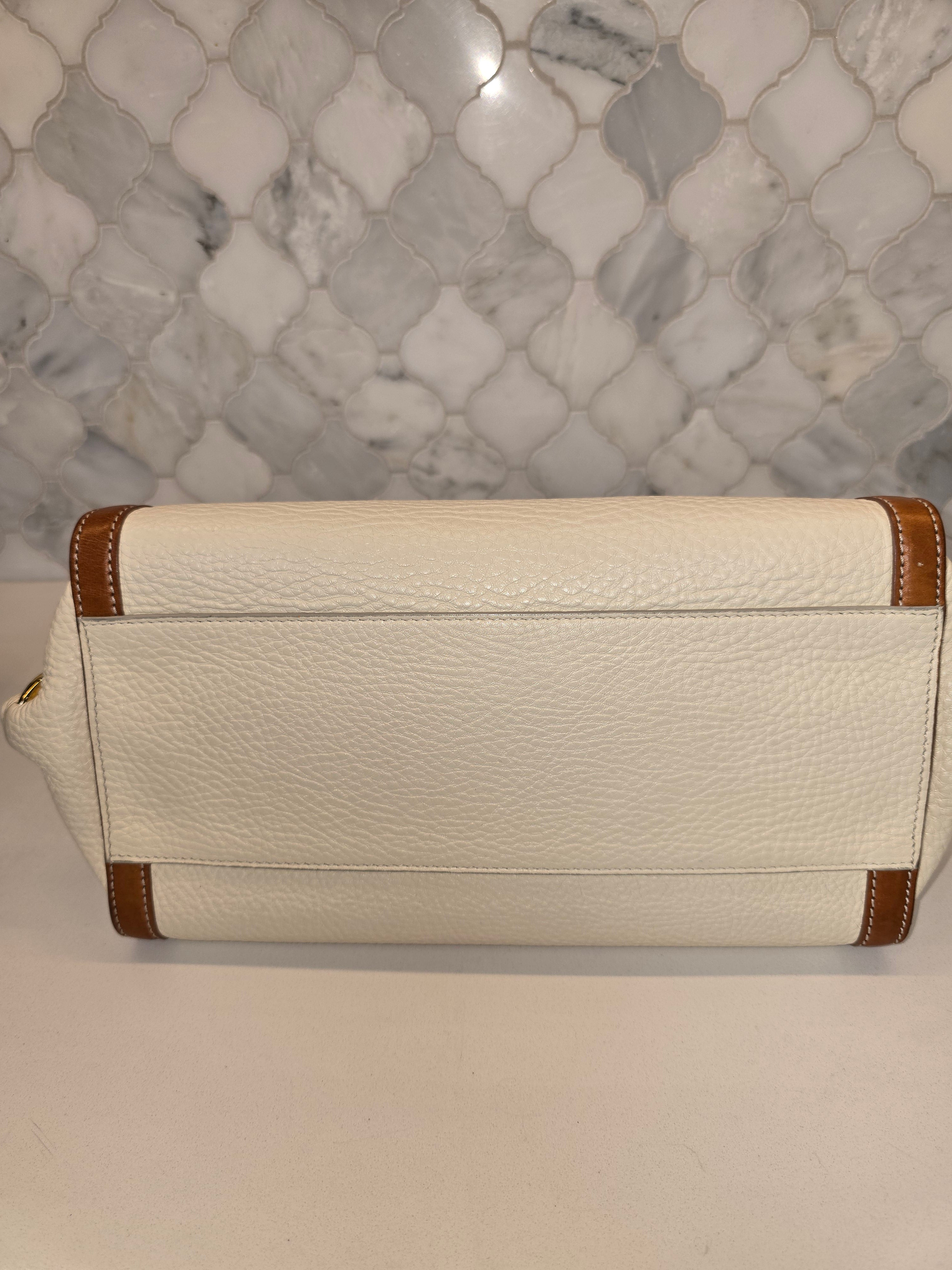 Salvatore Ferragamo Sofia Satchel in Cream and Brown