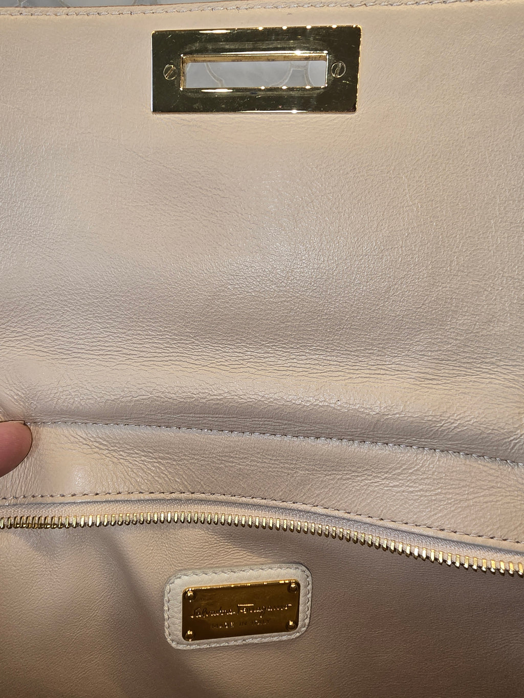 Salvatore Ferragamo Sofia Satchel in Cream and Brown