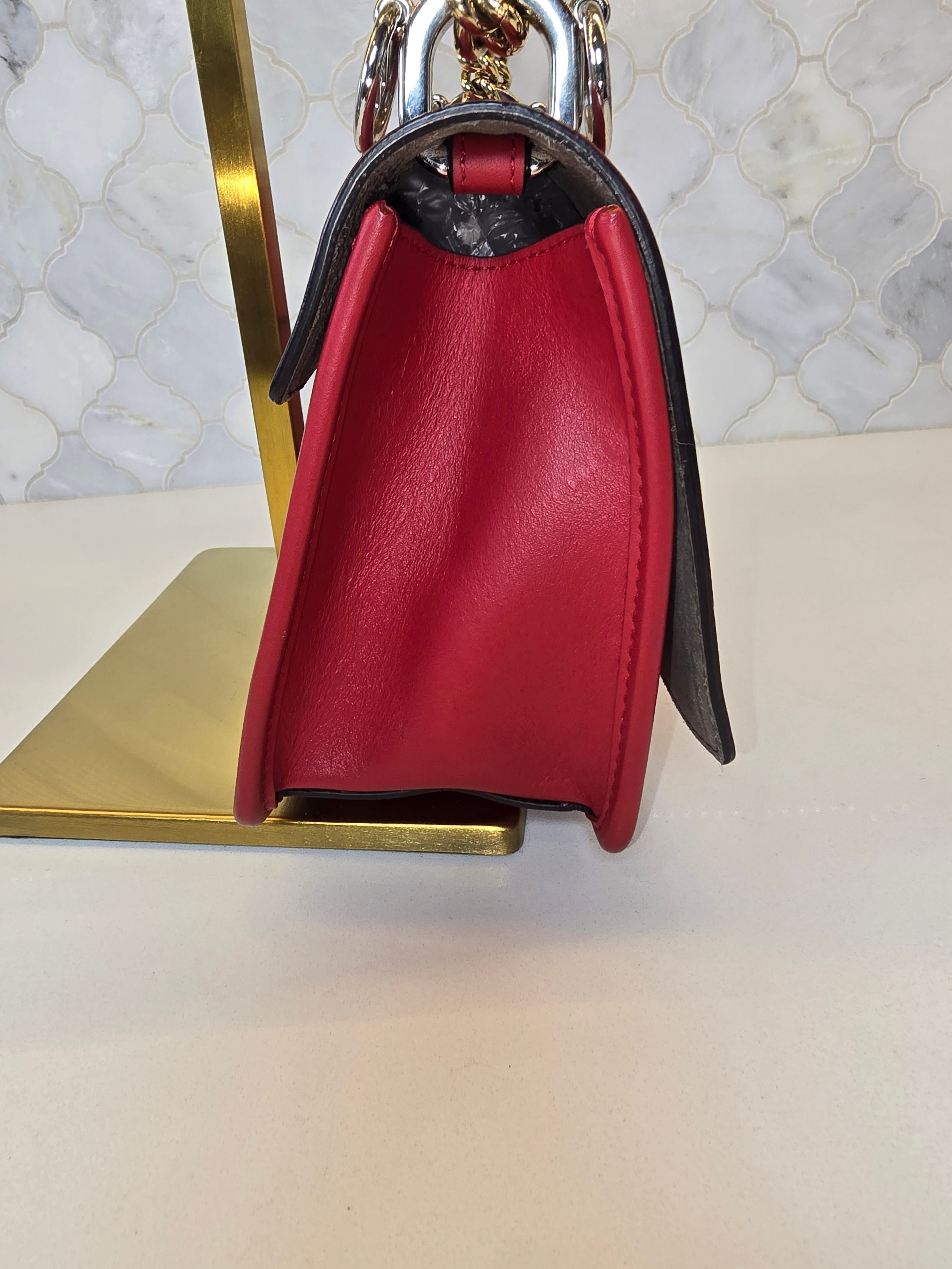 Fendi Calfskin Kan I Logo Crossbody – Red