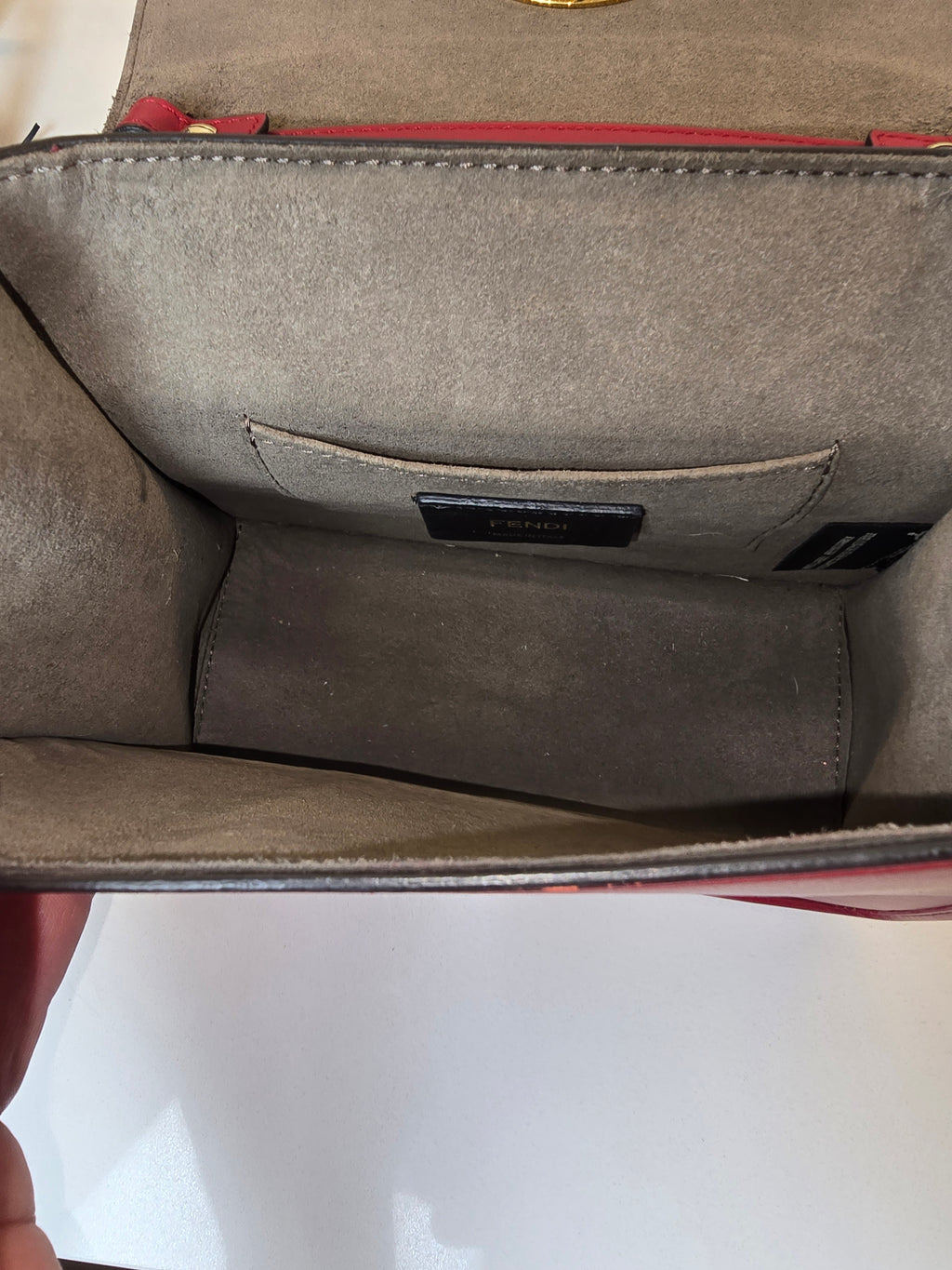 Fendi Calfskin Kan I Logo Crossbody – Red