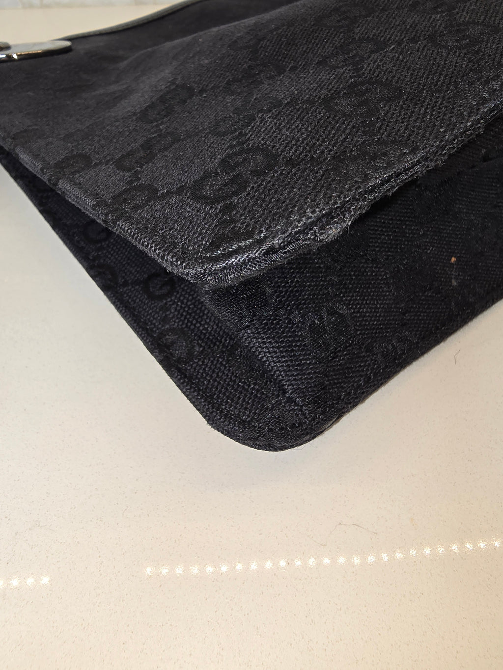 Gucci GG Canvas Shoulder Bag – Black with Silver Hardware