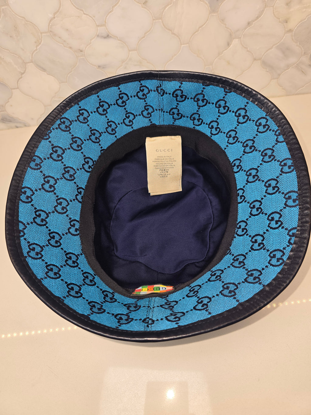 Blue Gucci Canvas Bucket Hat