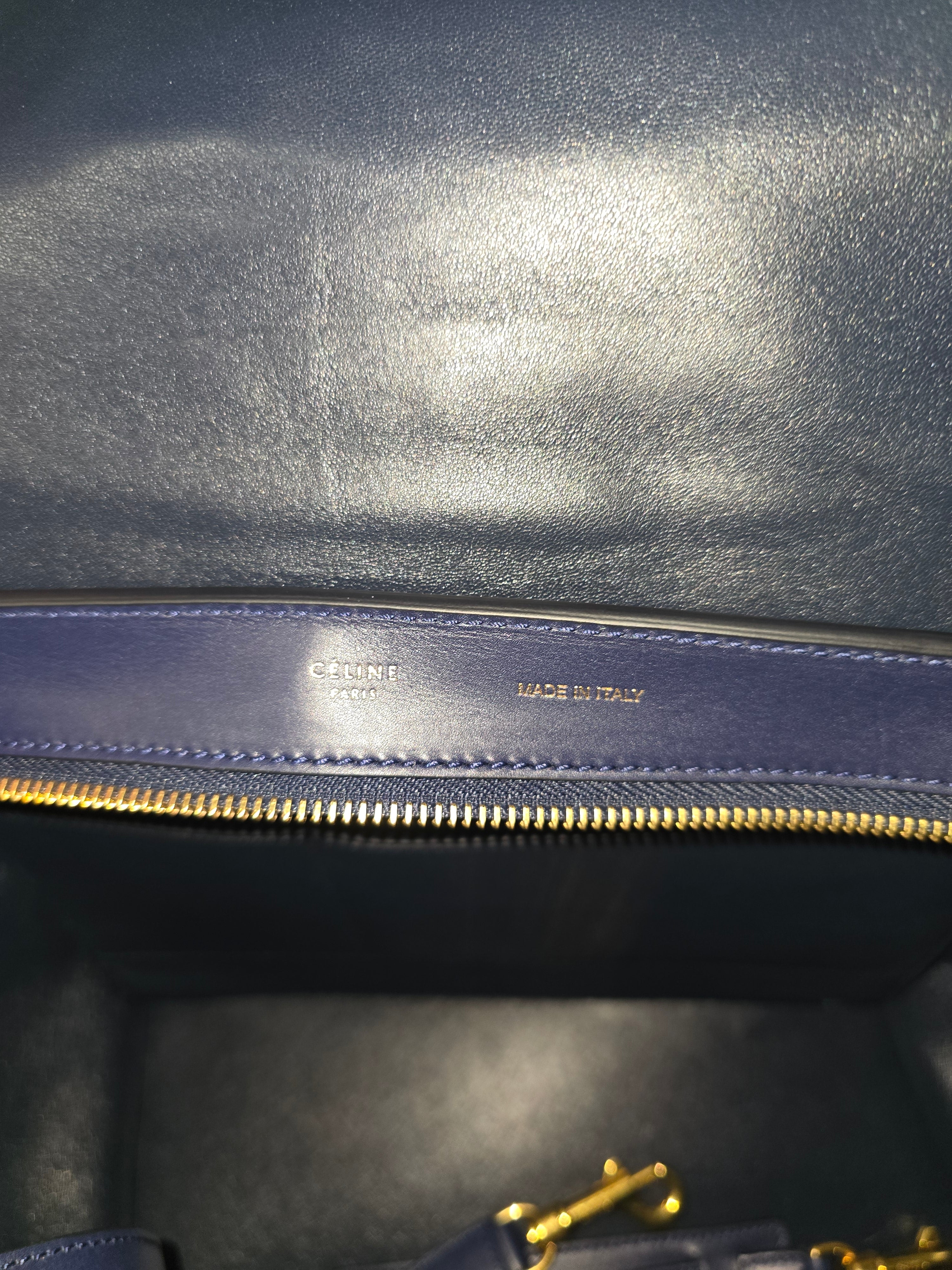 Céline Trapeze Medium – Navy Leather, Suede & Crocodile