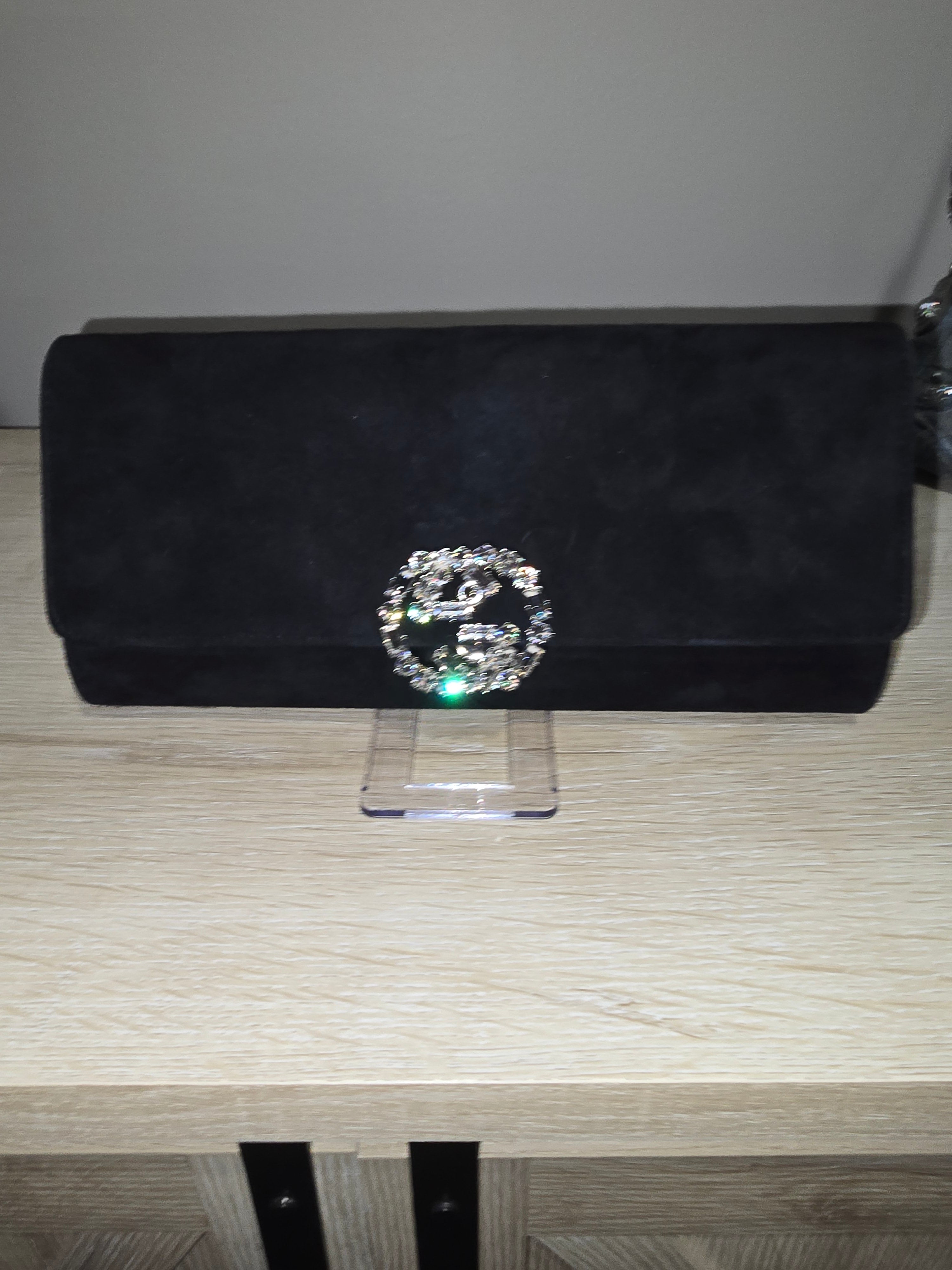 Gucci Black Suede Crystal Clutch