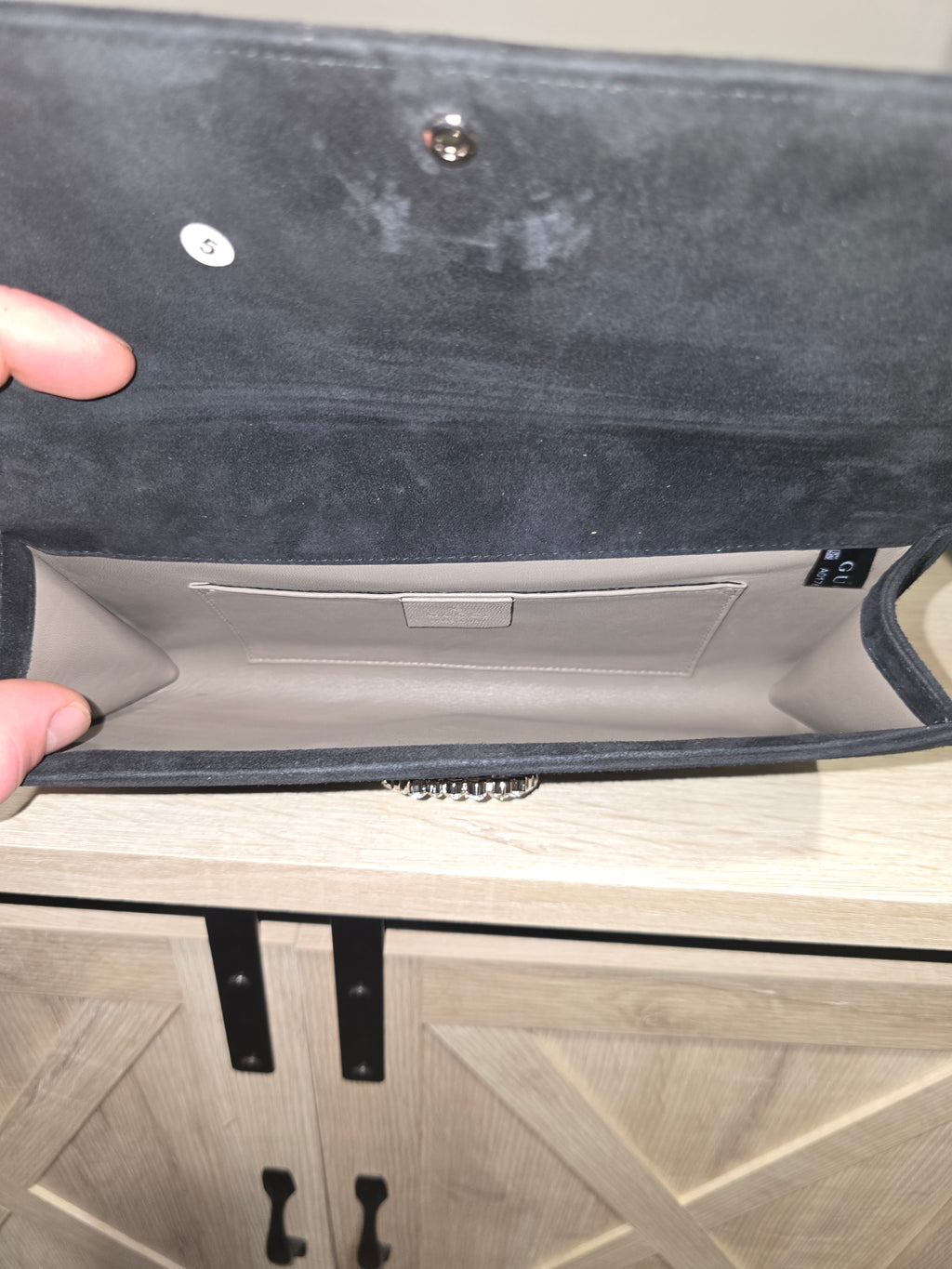 Gucci Black Suede Crystal Clutch