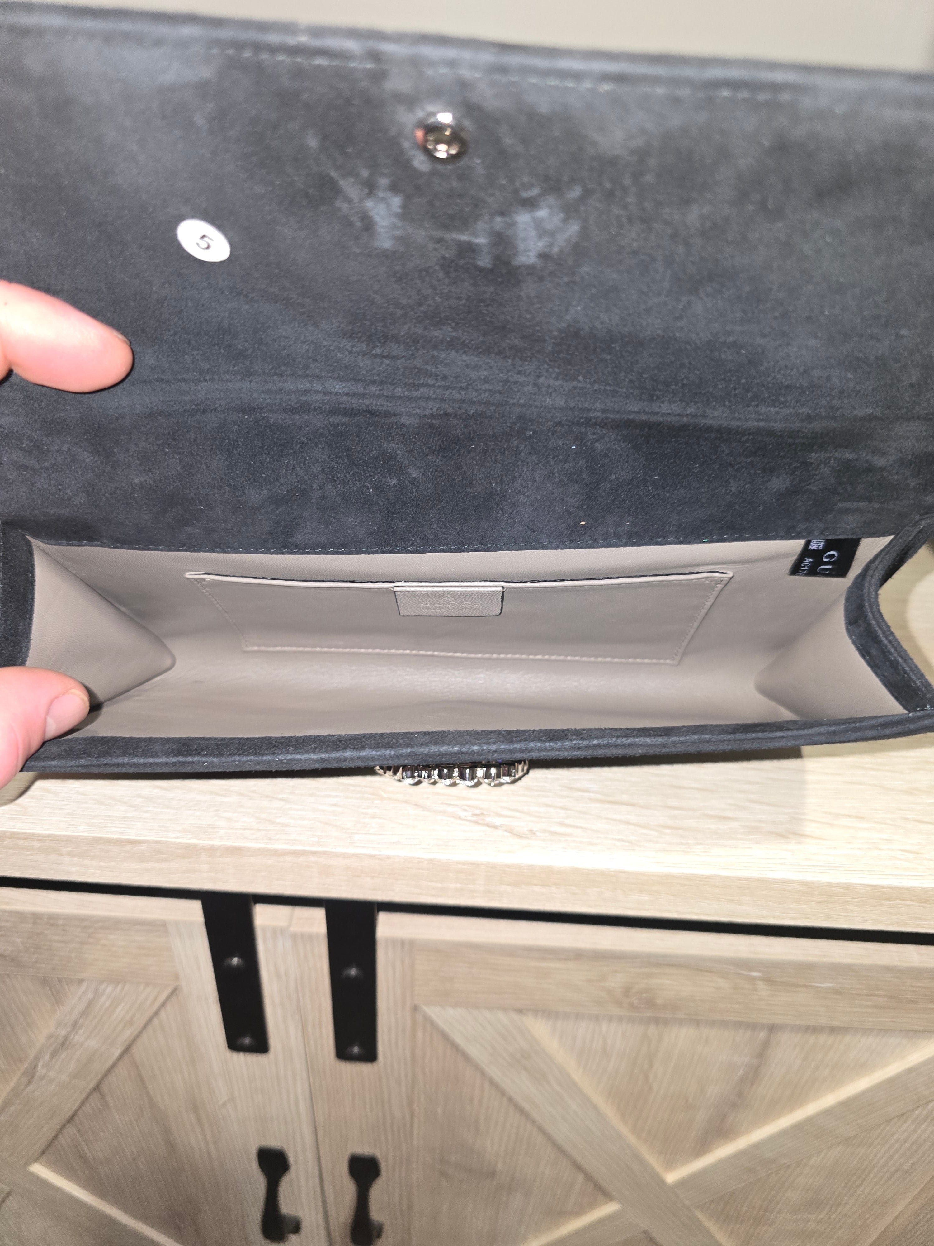 Gucci Black Suede Crystal Clutch