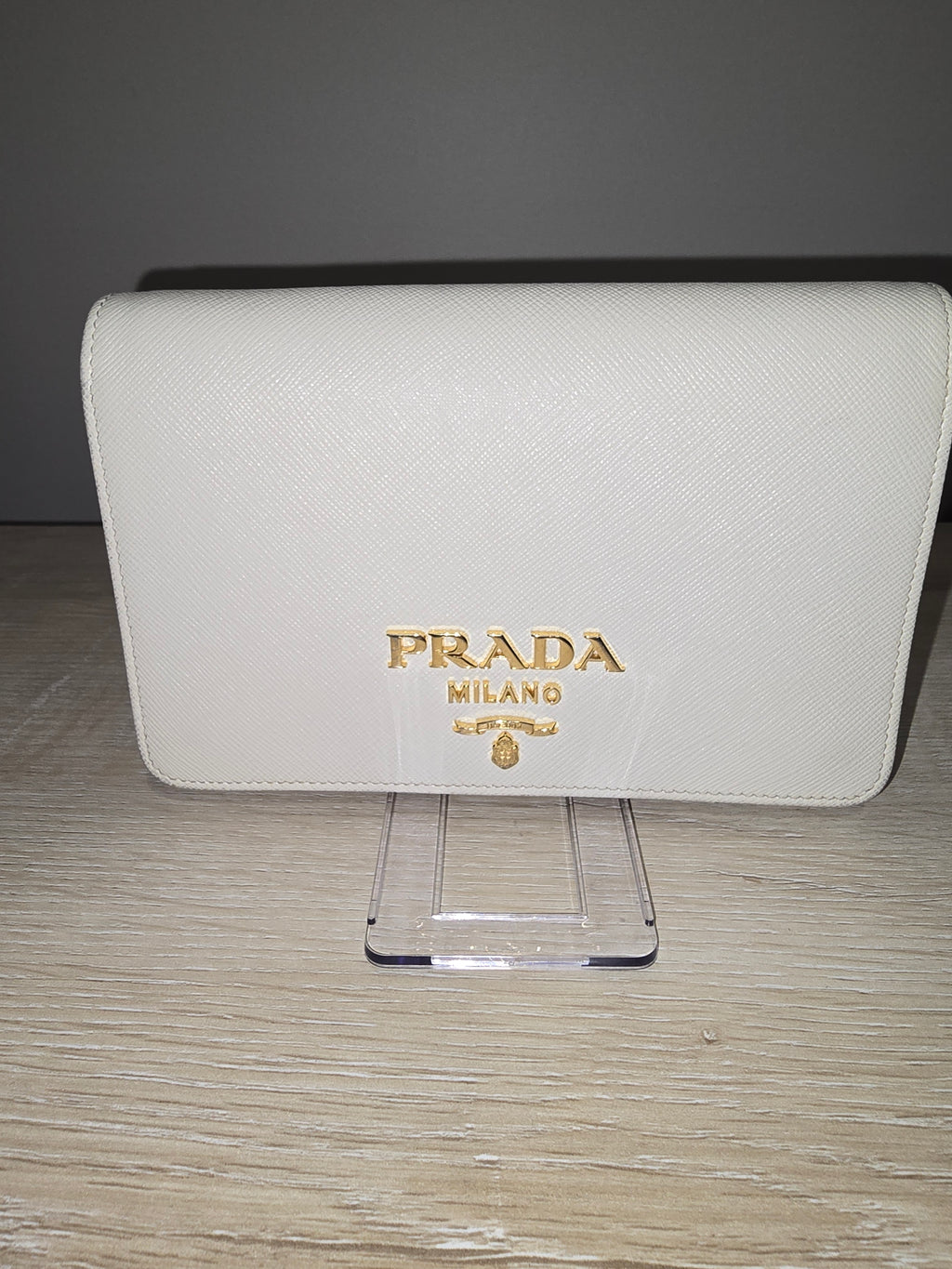 Prada Saffiano Leather Mini Shoulder Bag in White