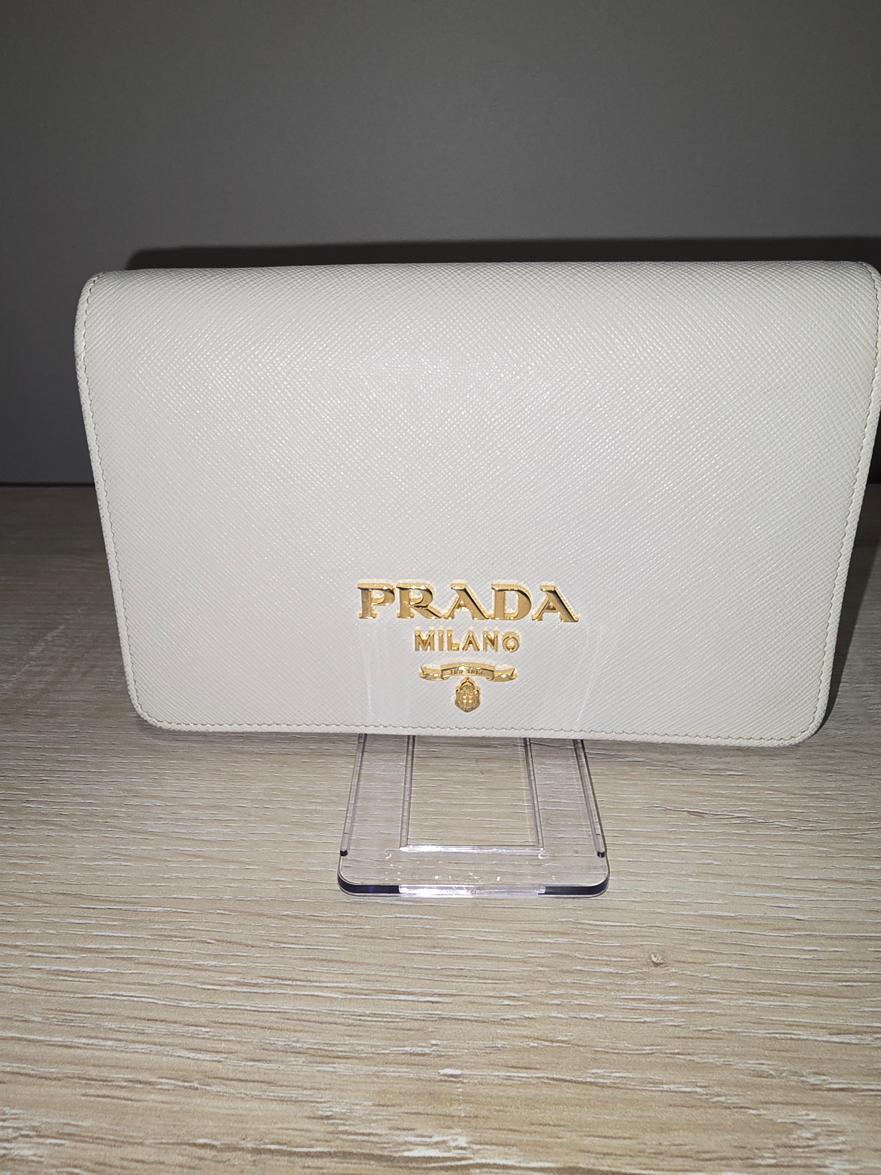Prada Saffiano Leather Mini Shoulder Bag in White