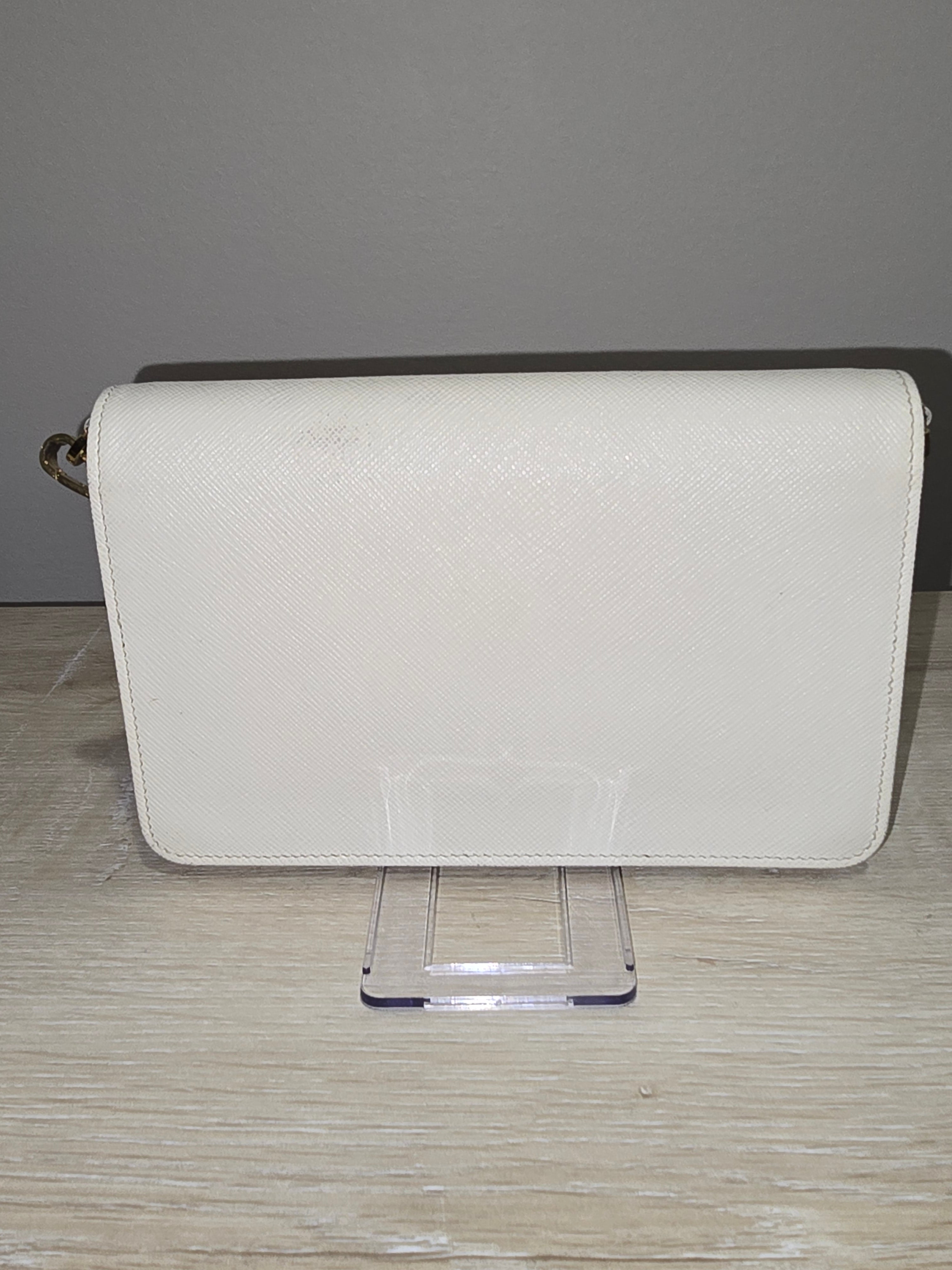 Prada Saffiano Leather Mini Shoulder Bag in White