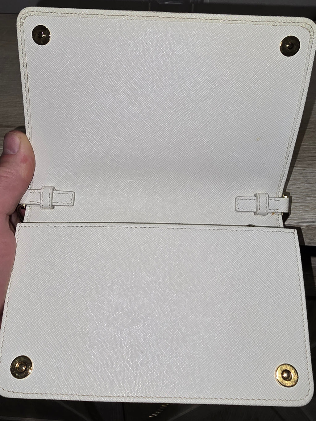 Prada Saffiano Leather Mini Shoulder Bag in White