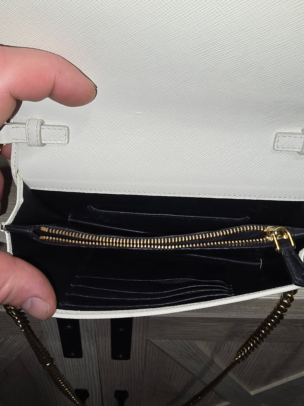 Prada Saffiano Leather Mini Shoulder Bag in White