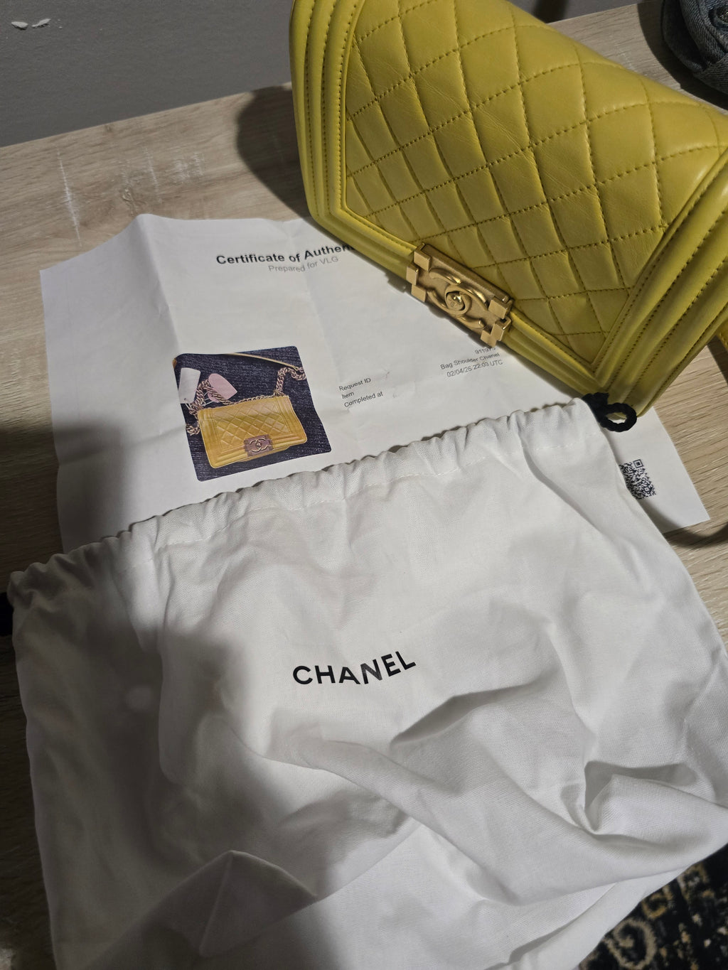 Chanel Boy Flap Bag Chevron Caviar Small in Yellow