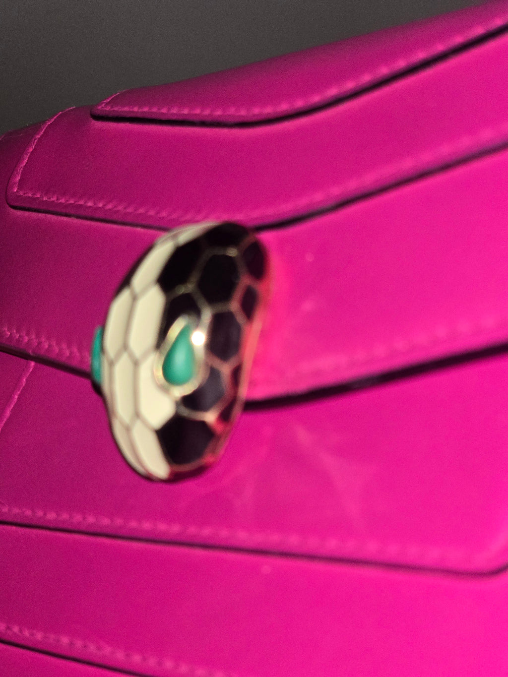 Bvlgari Serpenti Forever Chain Clutch Leather Mini in Pink