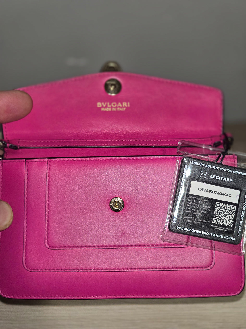 Bvlgari Serpenti Forever Chain Clutch Leather Mini in Pink