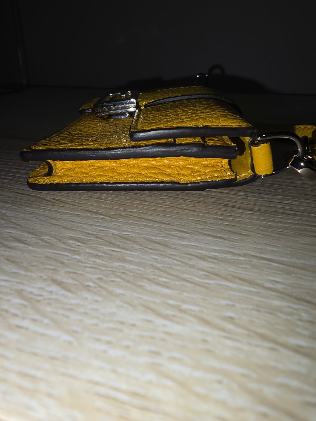 Fendi Micro Baguette Leather Wallet in Yellow