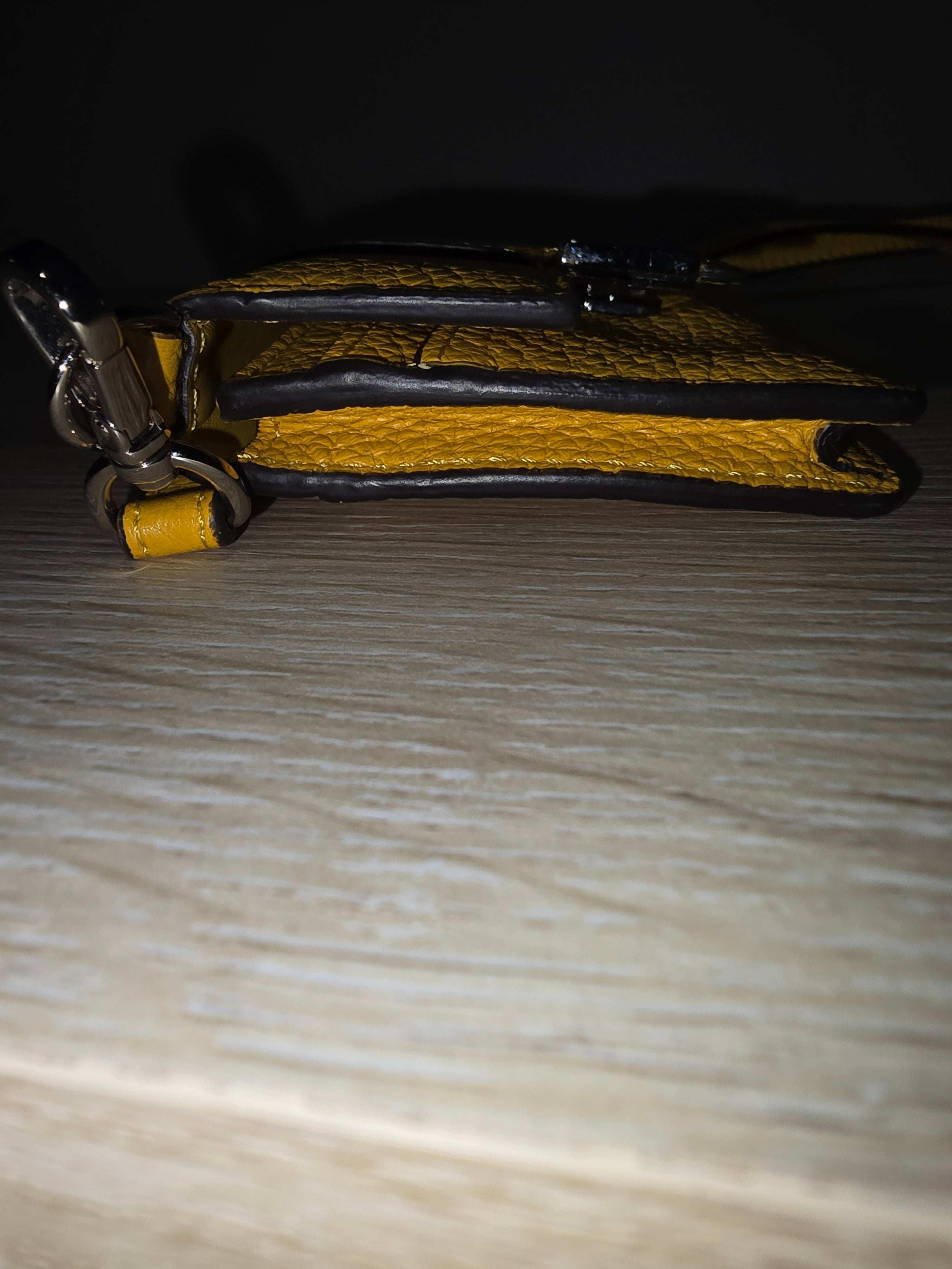 Fendi Micro Baguette Leather Wallet in Yellow
