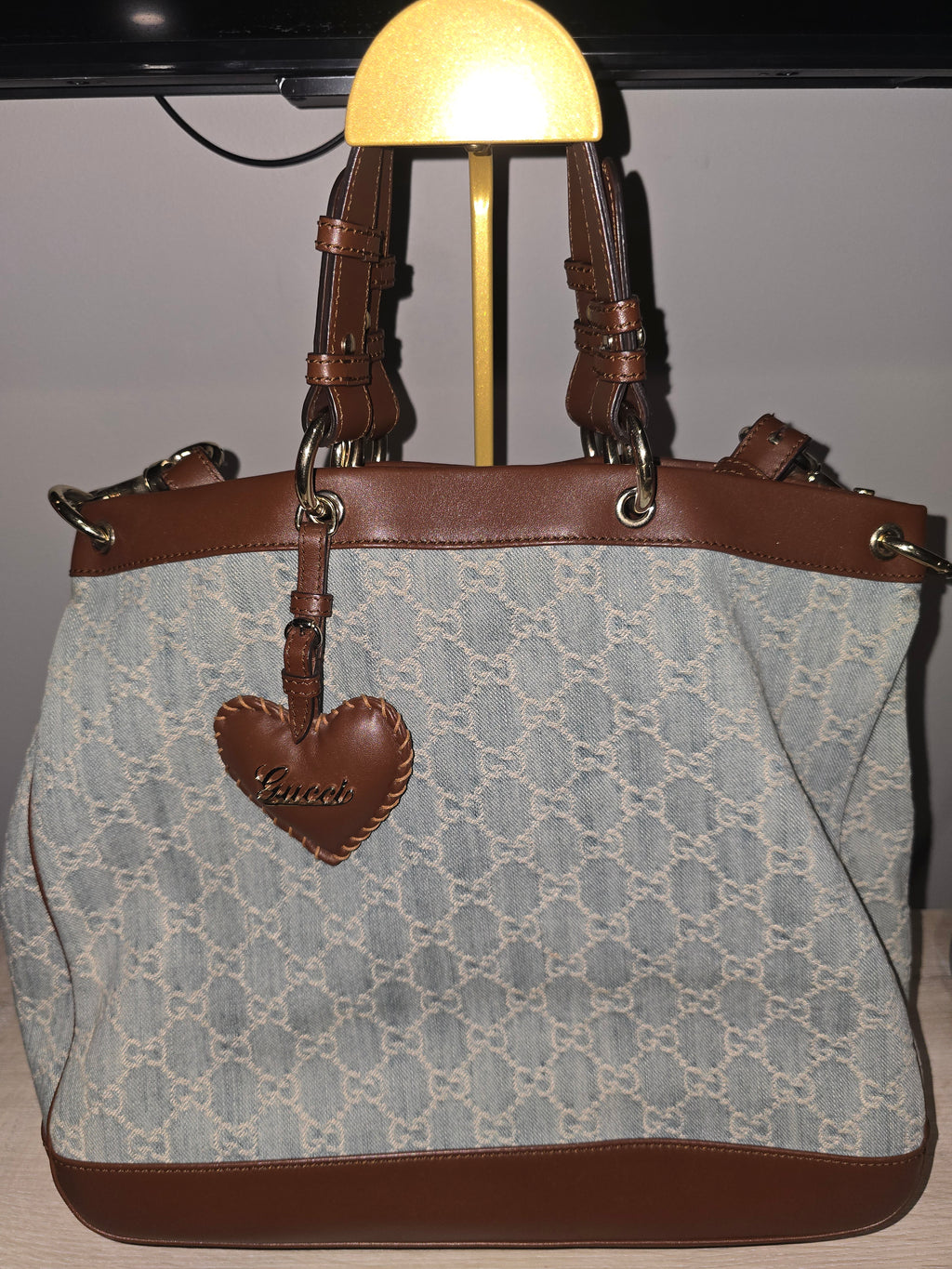 Gucci Denim Valentine Tote in Light Blue