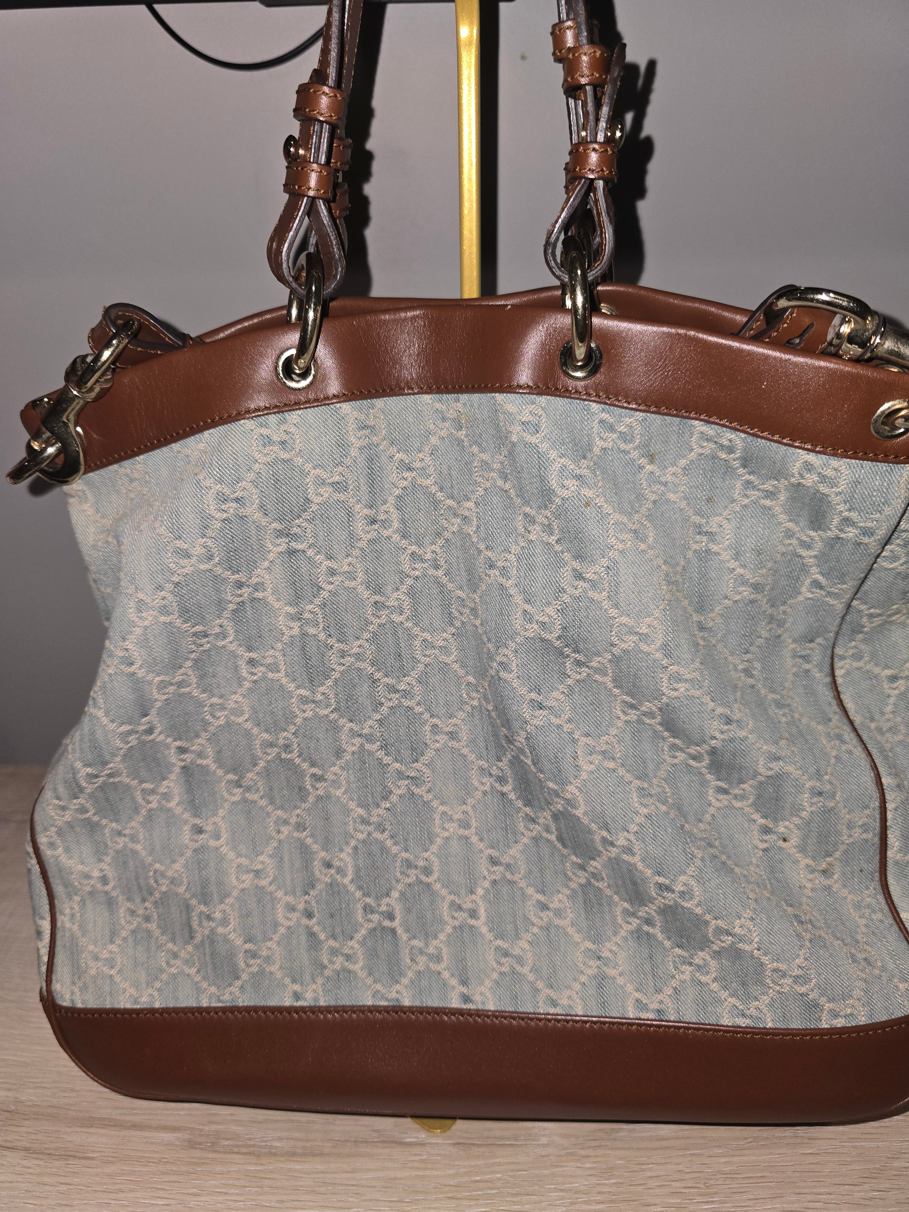 Gucci Denim Valentine Tote in Light Blue