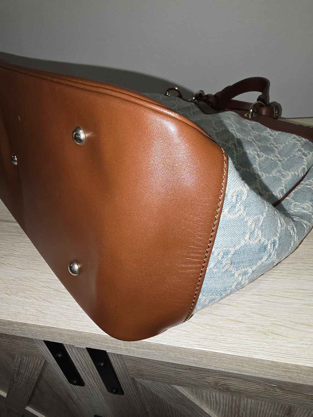 Gucci Denim Valentine Tote in Light Blue