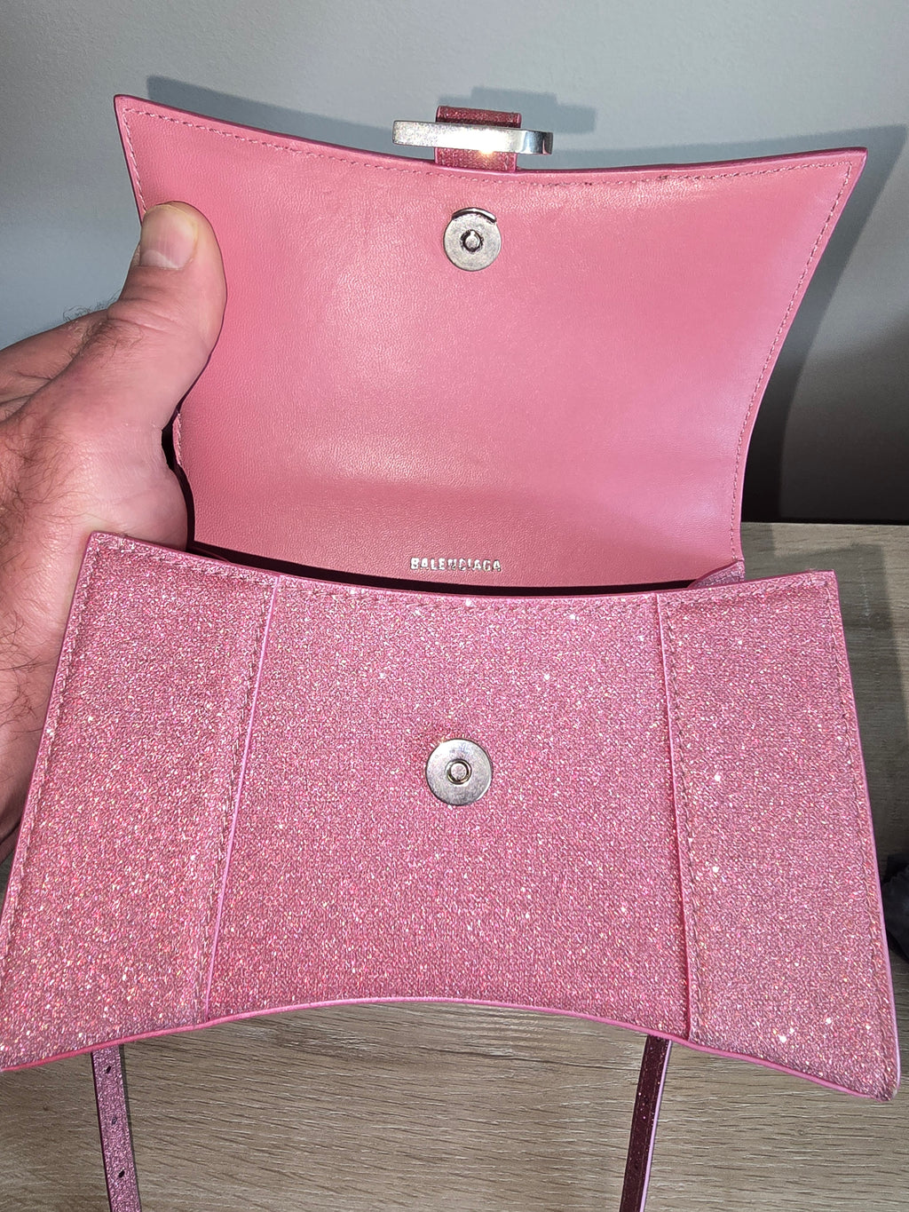 Balenciaga Hourglass Bag in Pink Glitter