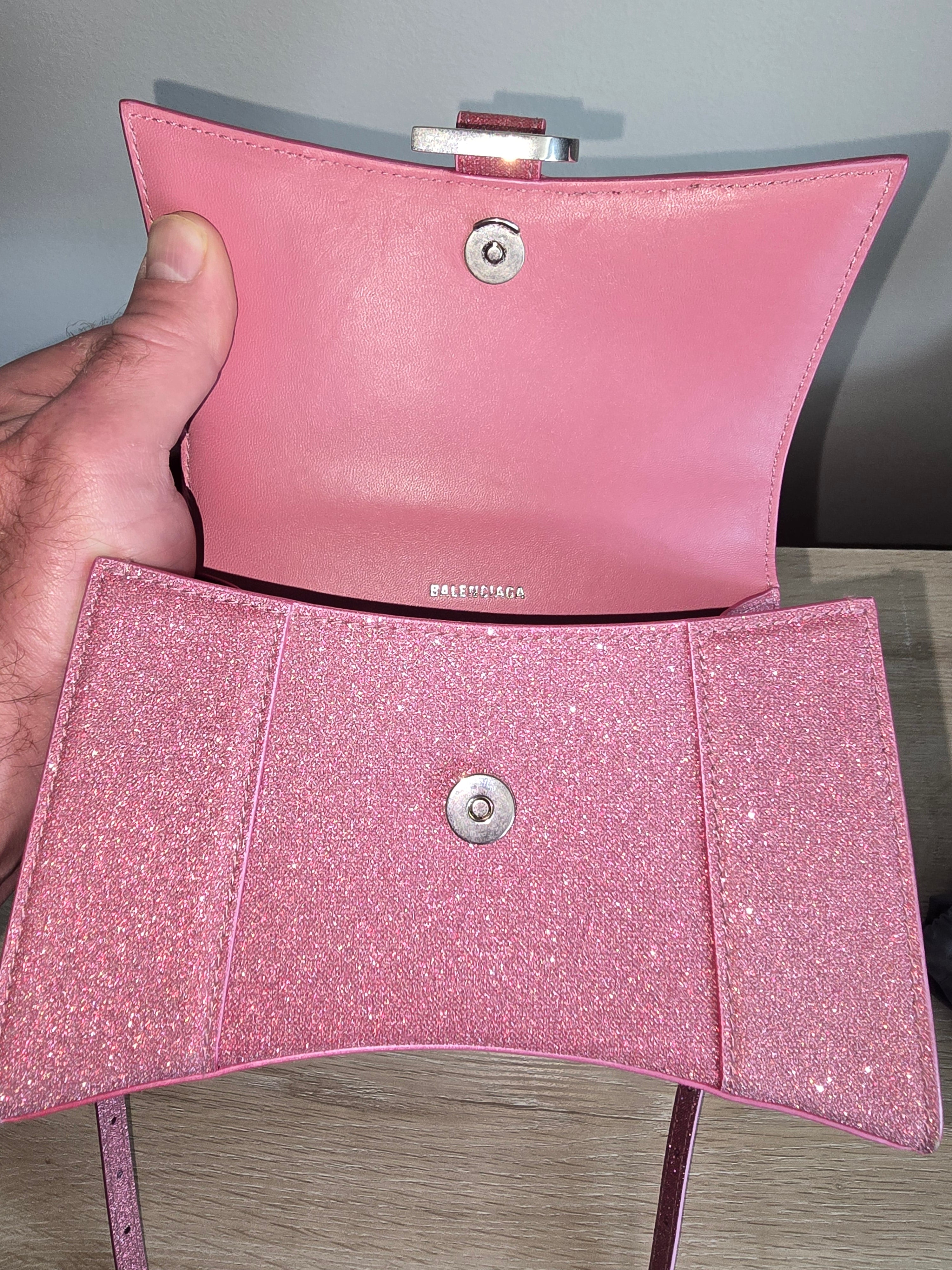 Balenciaga Hourglass Bag in Pink Glitter