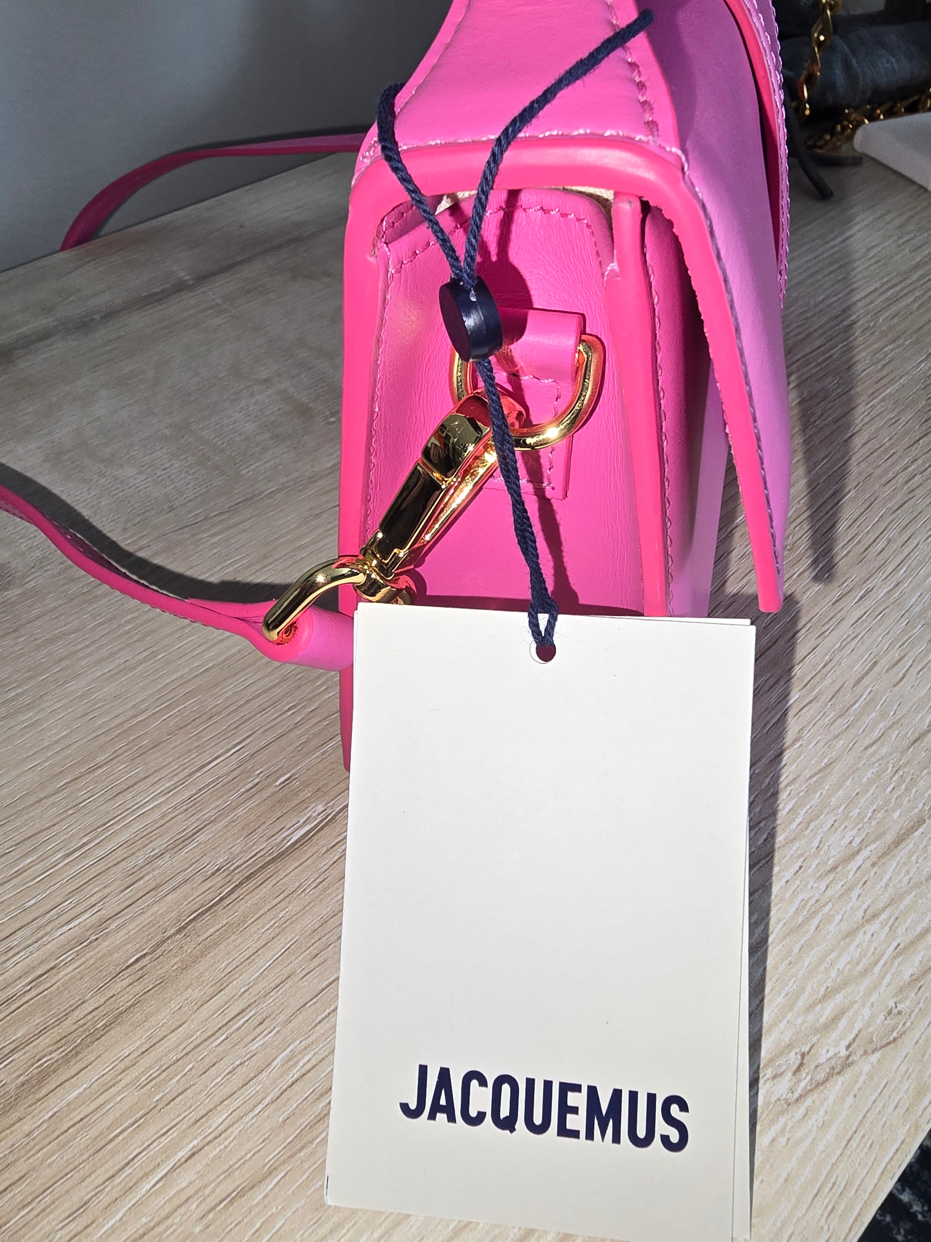 Jacquemus Le Grand Bambino Leather Shoulder Bag in Pink — New With Tags