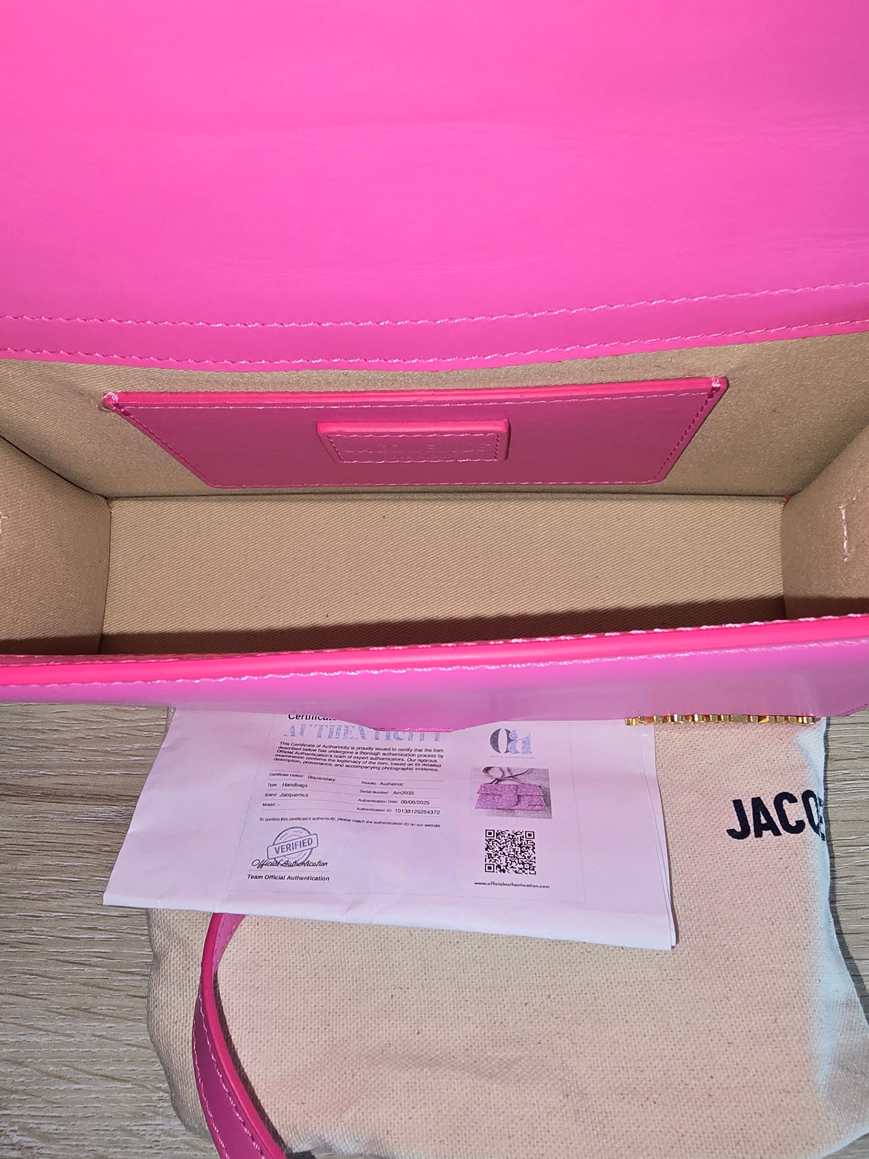 Jacquemus Le Grand Bambino Leather Shoulder Bag in Pink — New With Tags