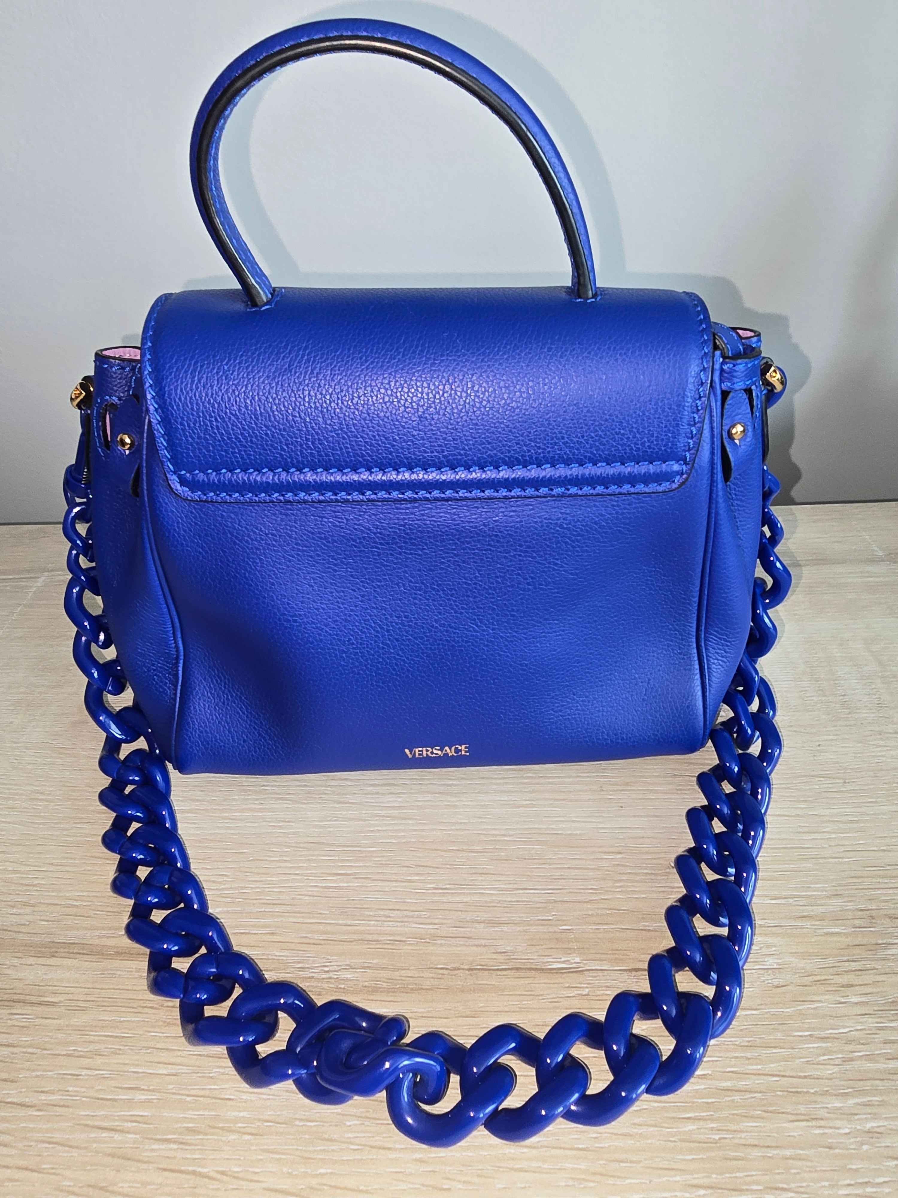 Versace Medusa Leather Shoulder Bag in Blue
