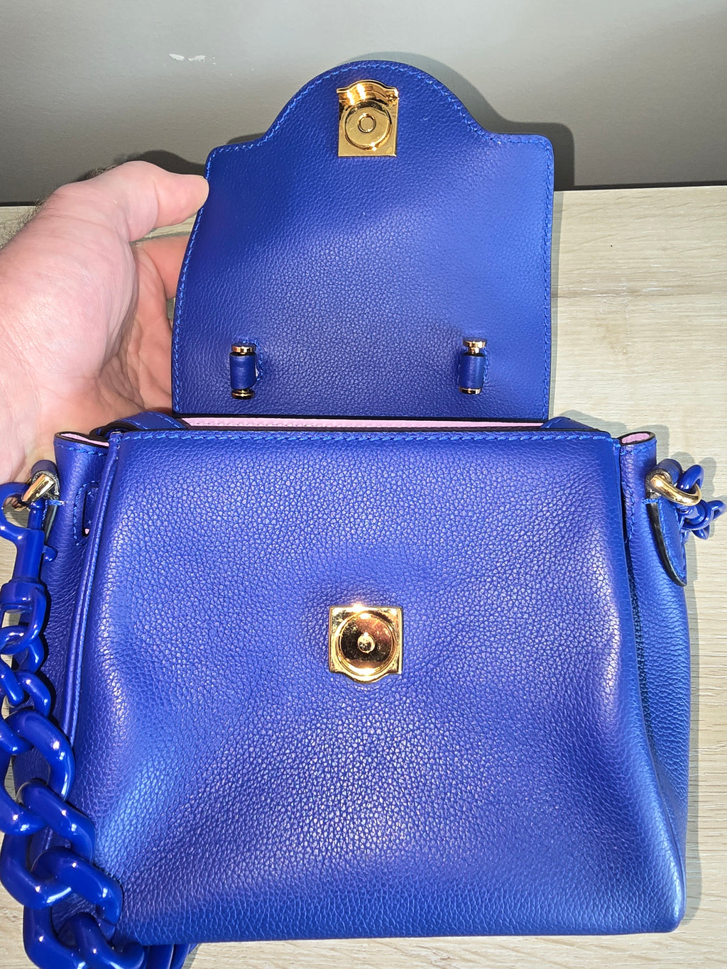 Versace Medusa Leather Shoulder Bag in Blue
