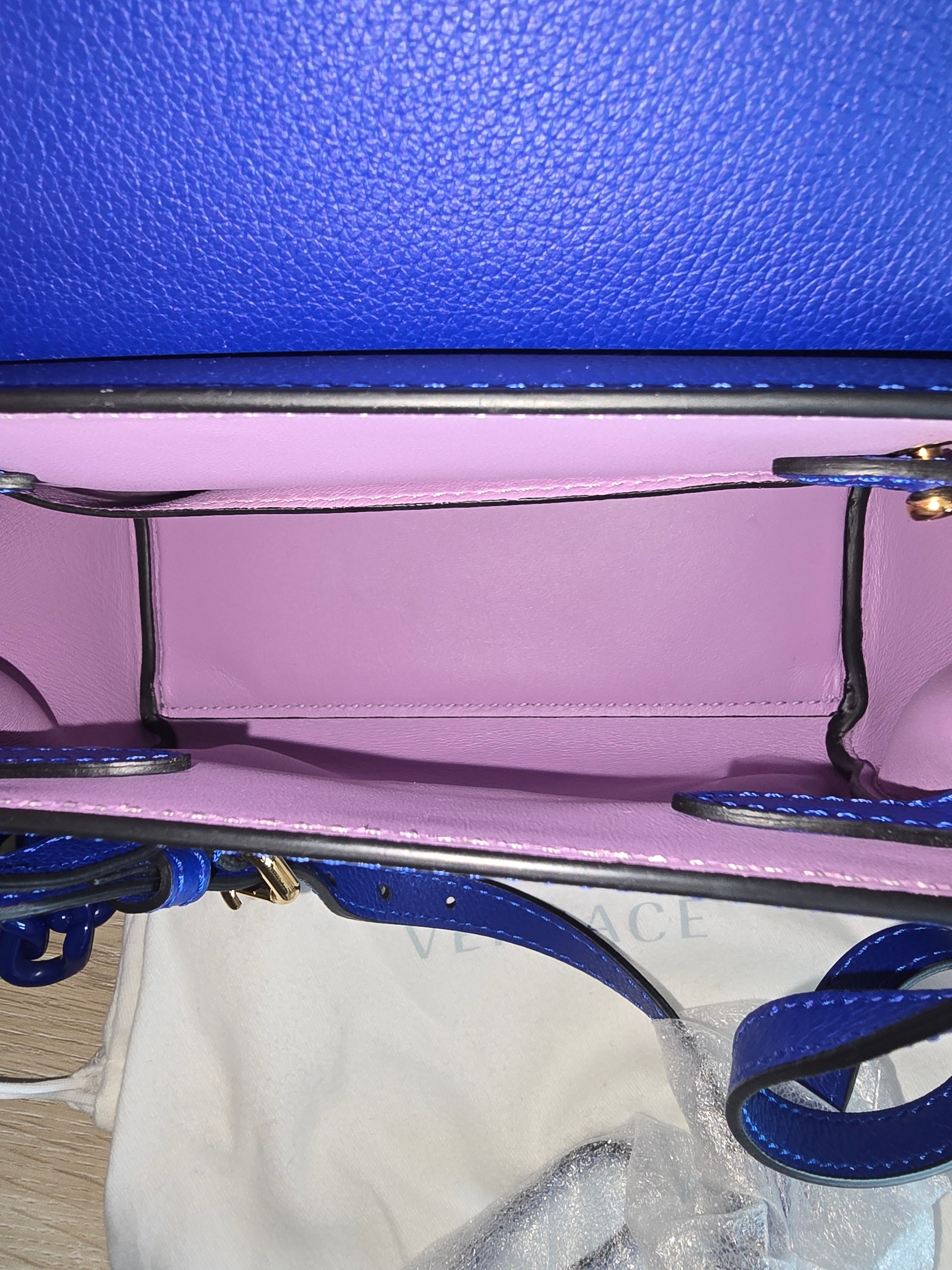 Versace Medusa Leather Shoulder Bag in Blue
