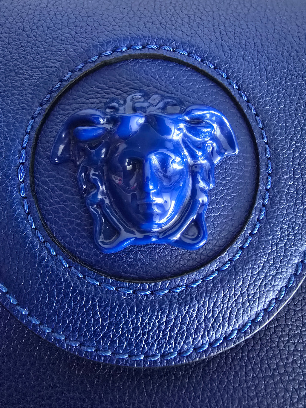 Versace Medusa Leather Shoulder Bag in Blue