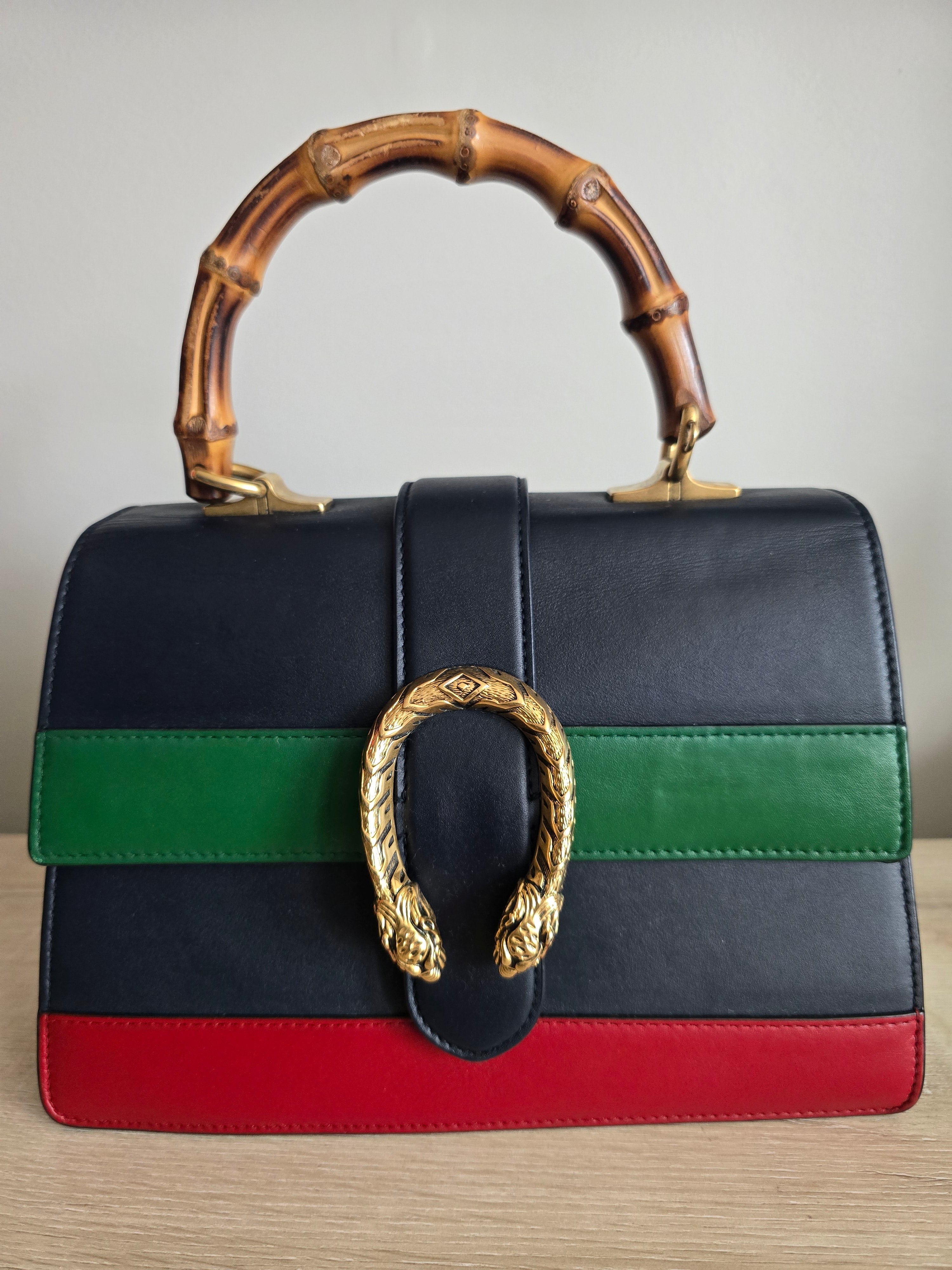Gucci Dionysus Bamboo Top Handle Bag Colorblock Leather Medium