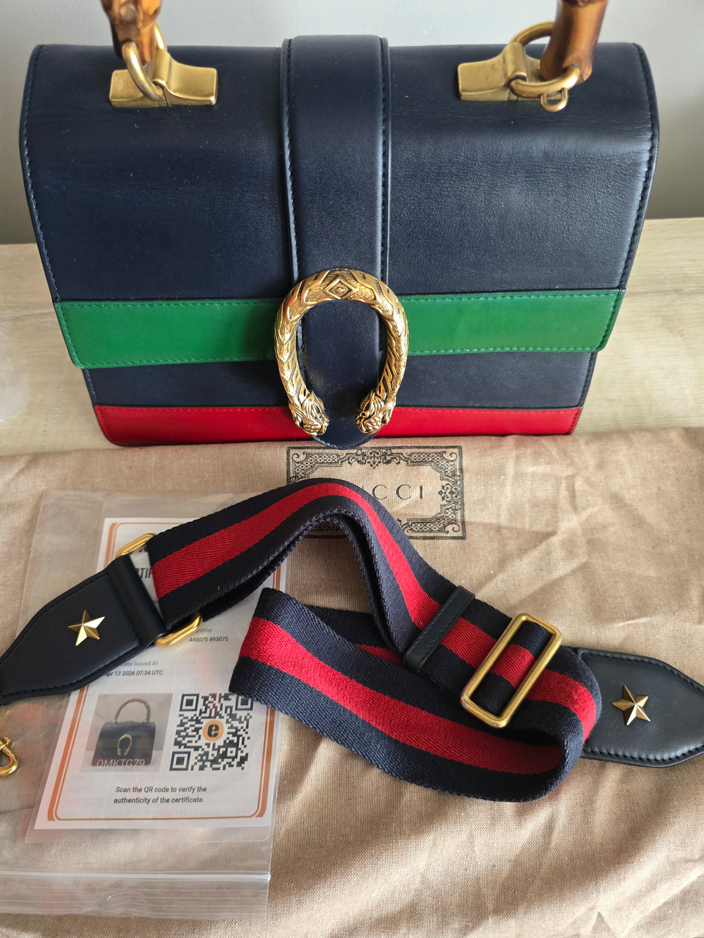 Gucci Dionysus Bamboo Top Handle Bag Colorblock Leather Medium