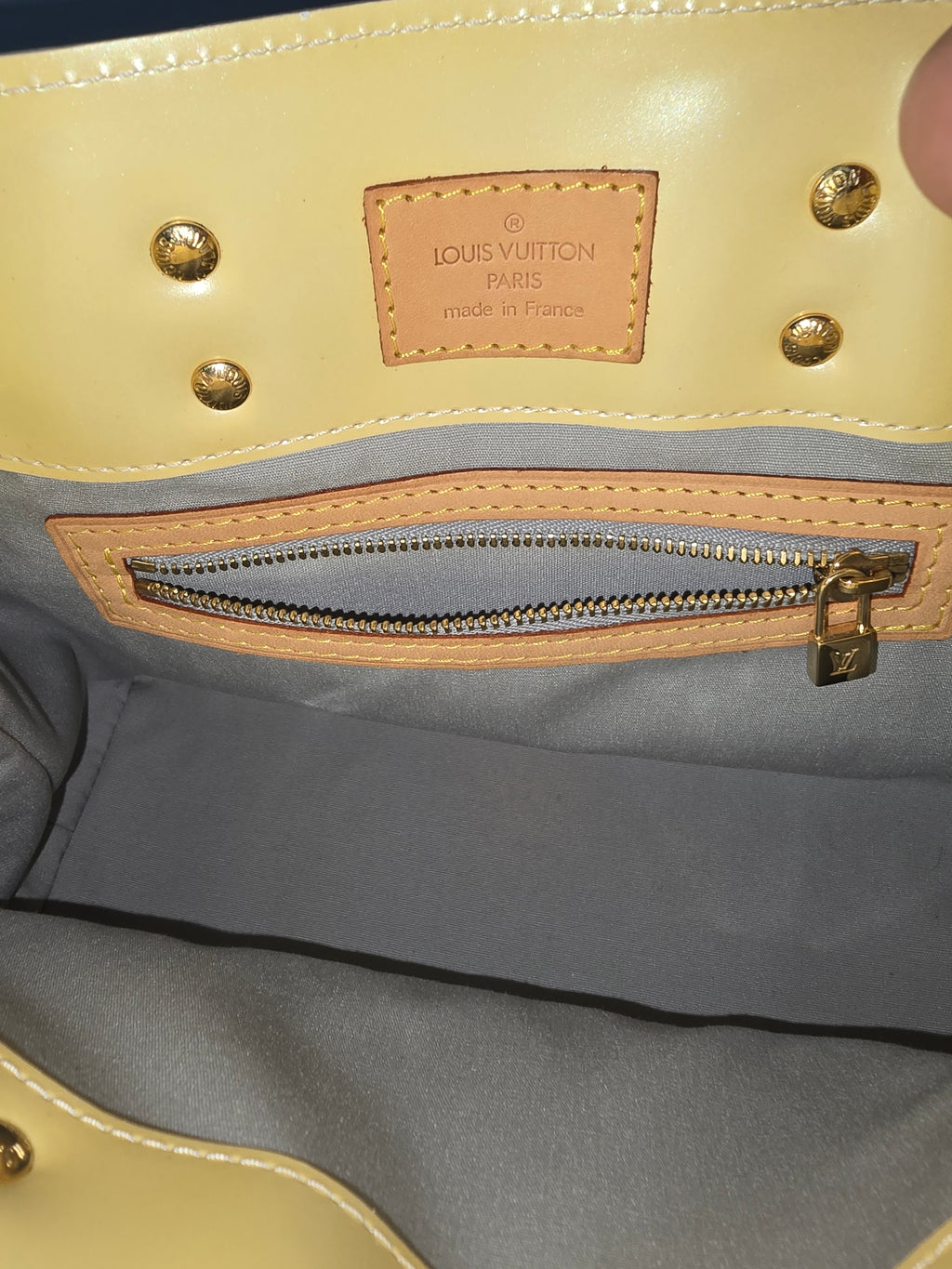 Louis Vuitton Vernis Patent Leather Reade PM in Yellow