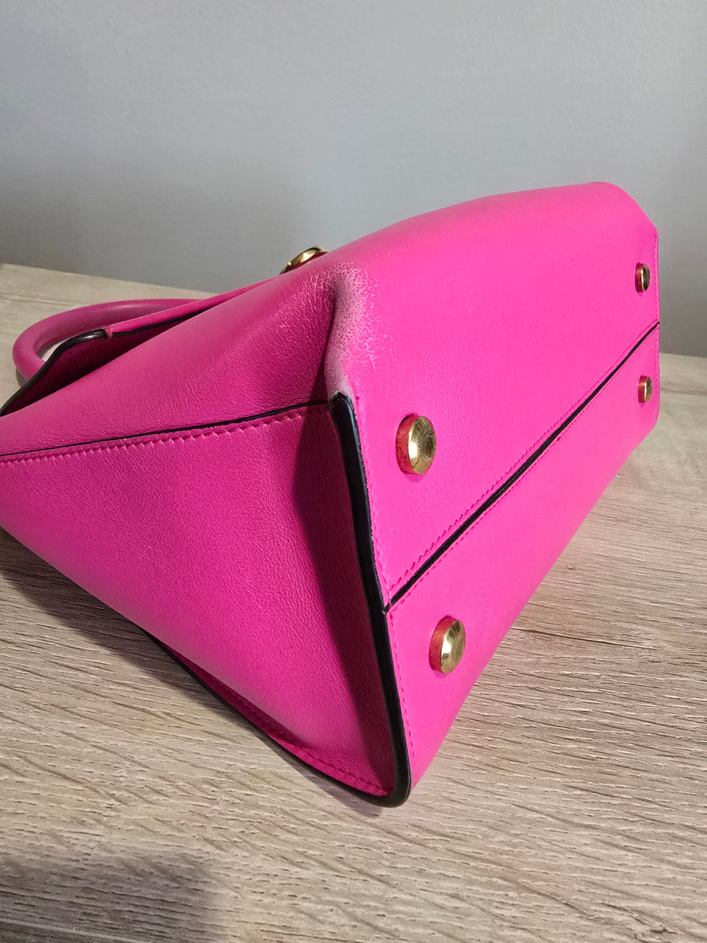 Salvatore Ferragamo Trifolio Large Leather Two Way Bag in Pink and Gold