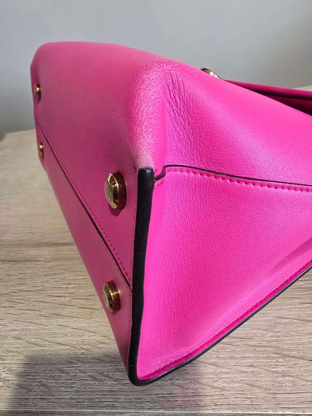 Salvatore Ferragamo Trifolio Large Leather Two Way Bag in Pink and Gold