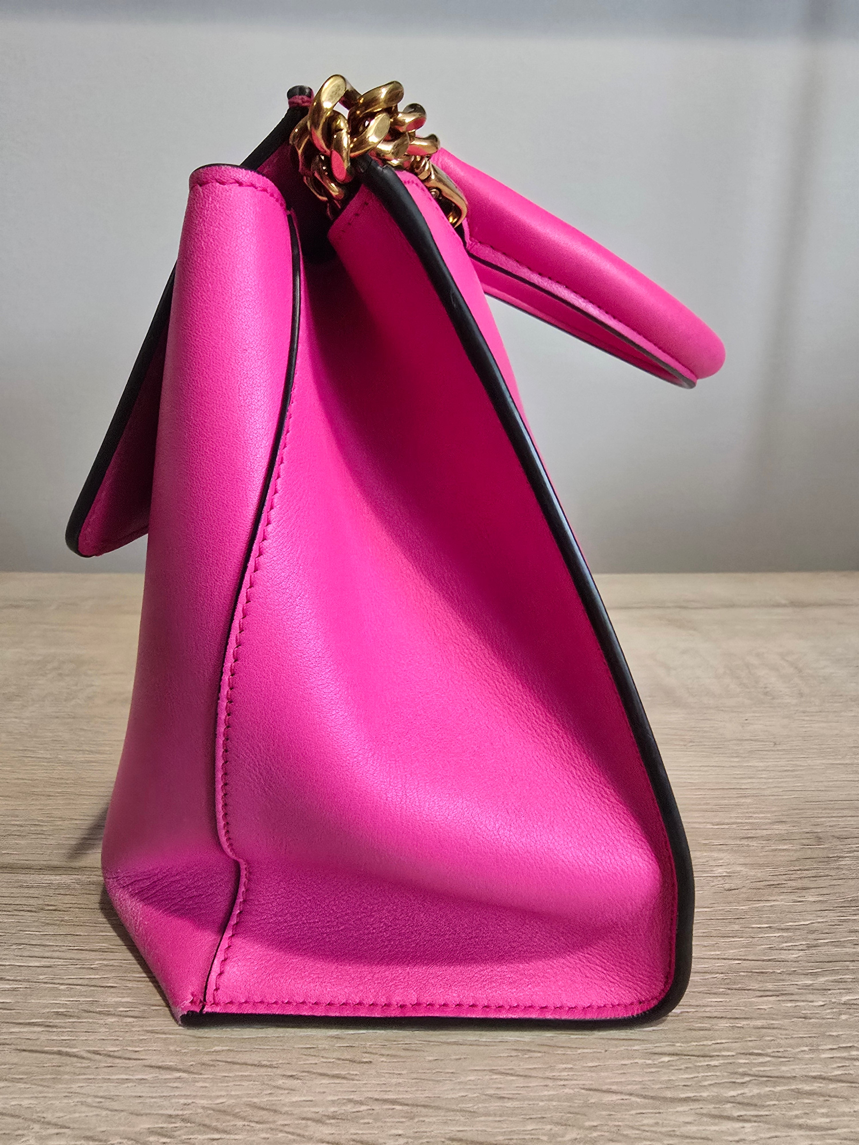 Salvatore Ferragamo Trifolio Large Leather Two Way Bag in Pink and Gold
