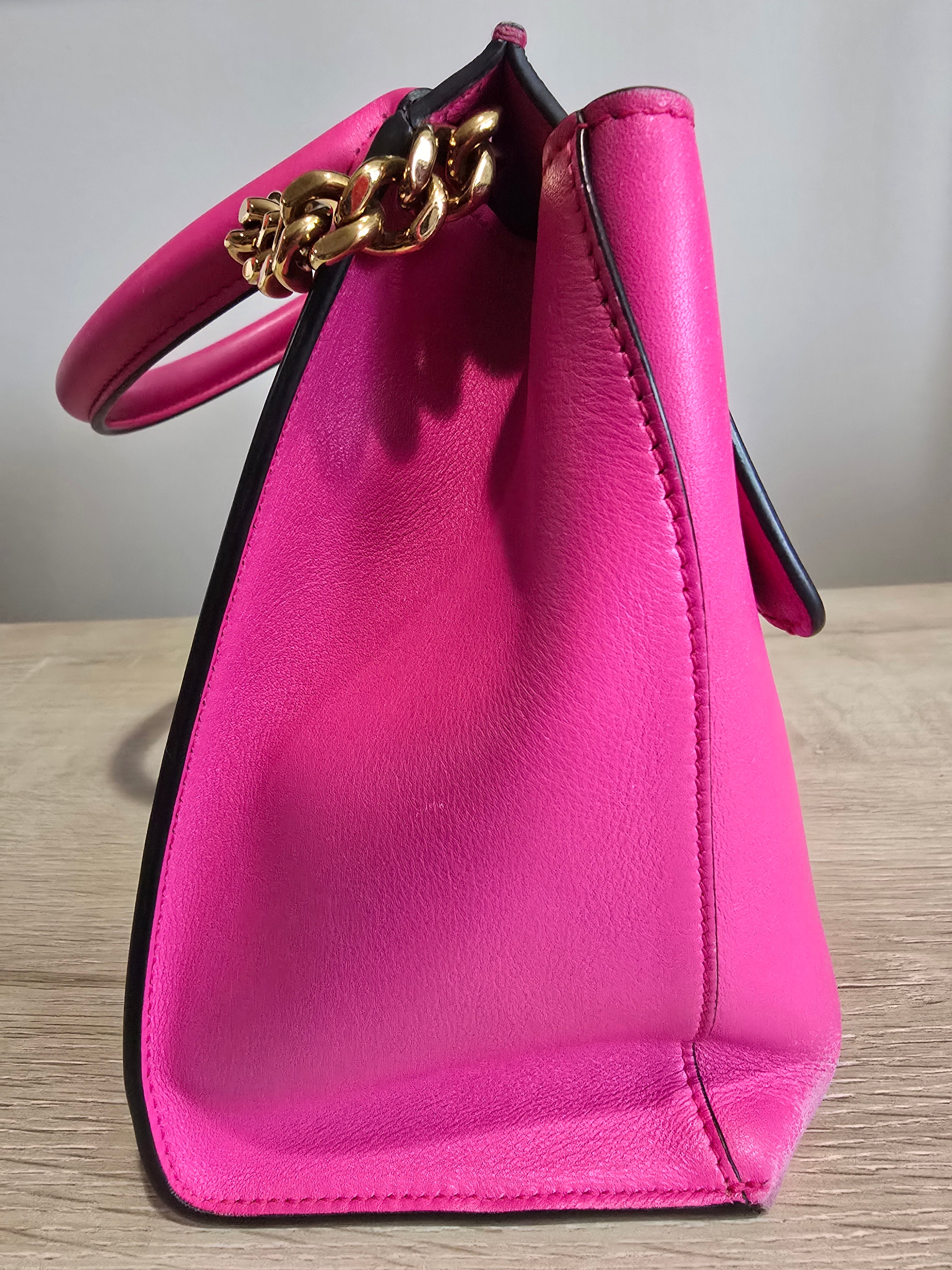 Salvatore Ferragamo Trifolio Large Leather Two Way Bag in Pink and Gold