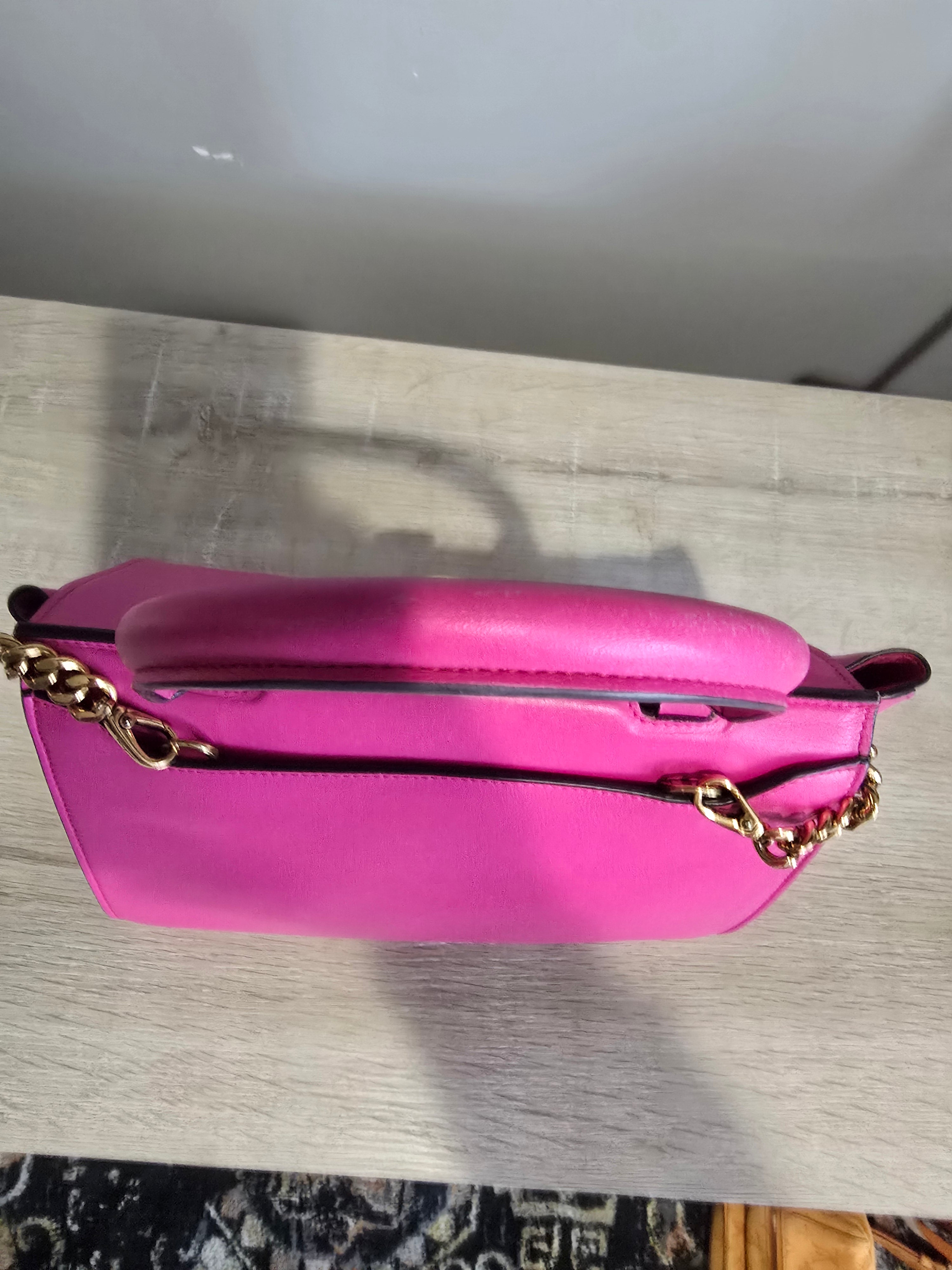 Salvatore Ferragamo Trifolio Large Leather Two Way Bag in Pink and Gold
