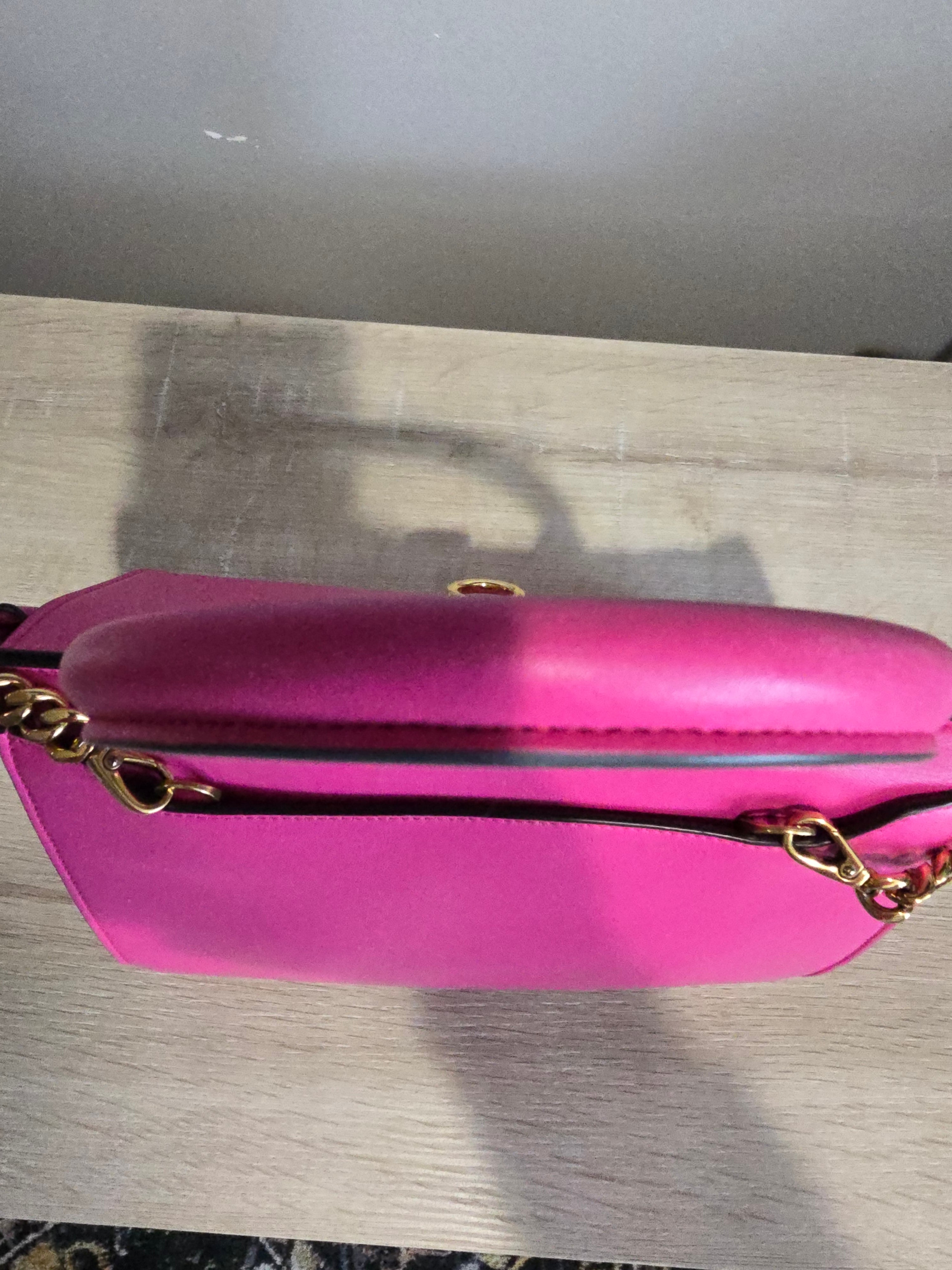 Salvatore Ferragamo Trifolio Large Leather Two Way Bag in Pink and Gold