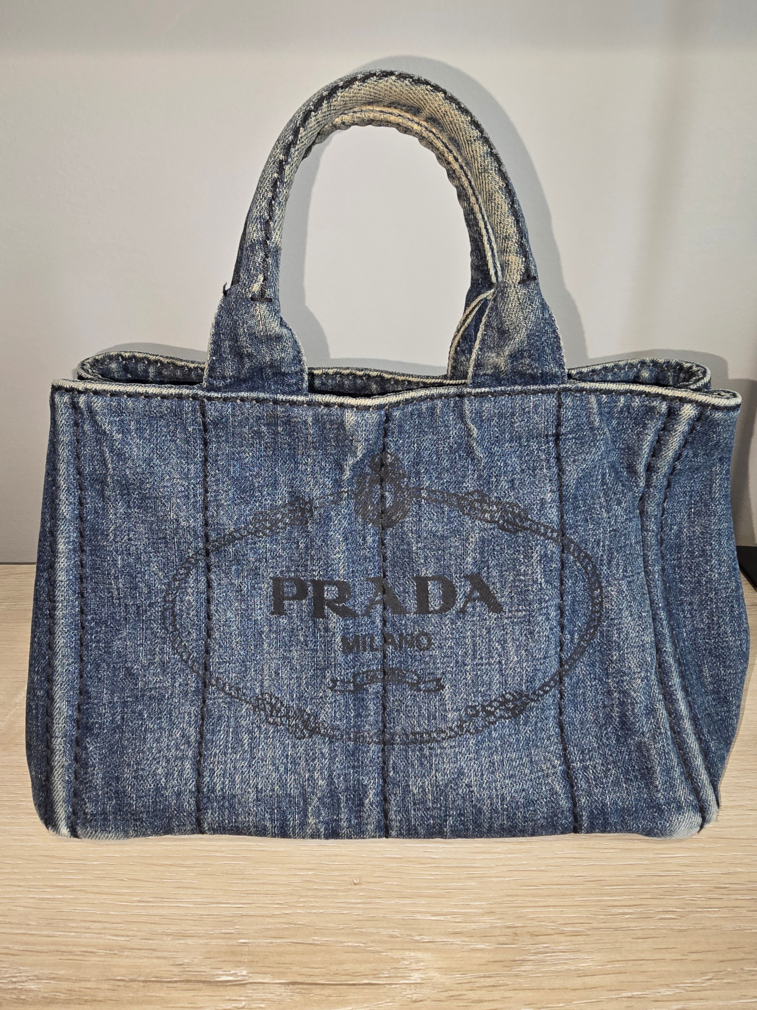Prada Canapa Convertible Tote — Denim Medium